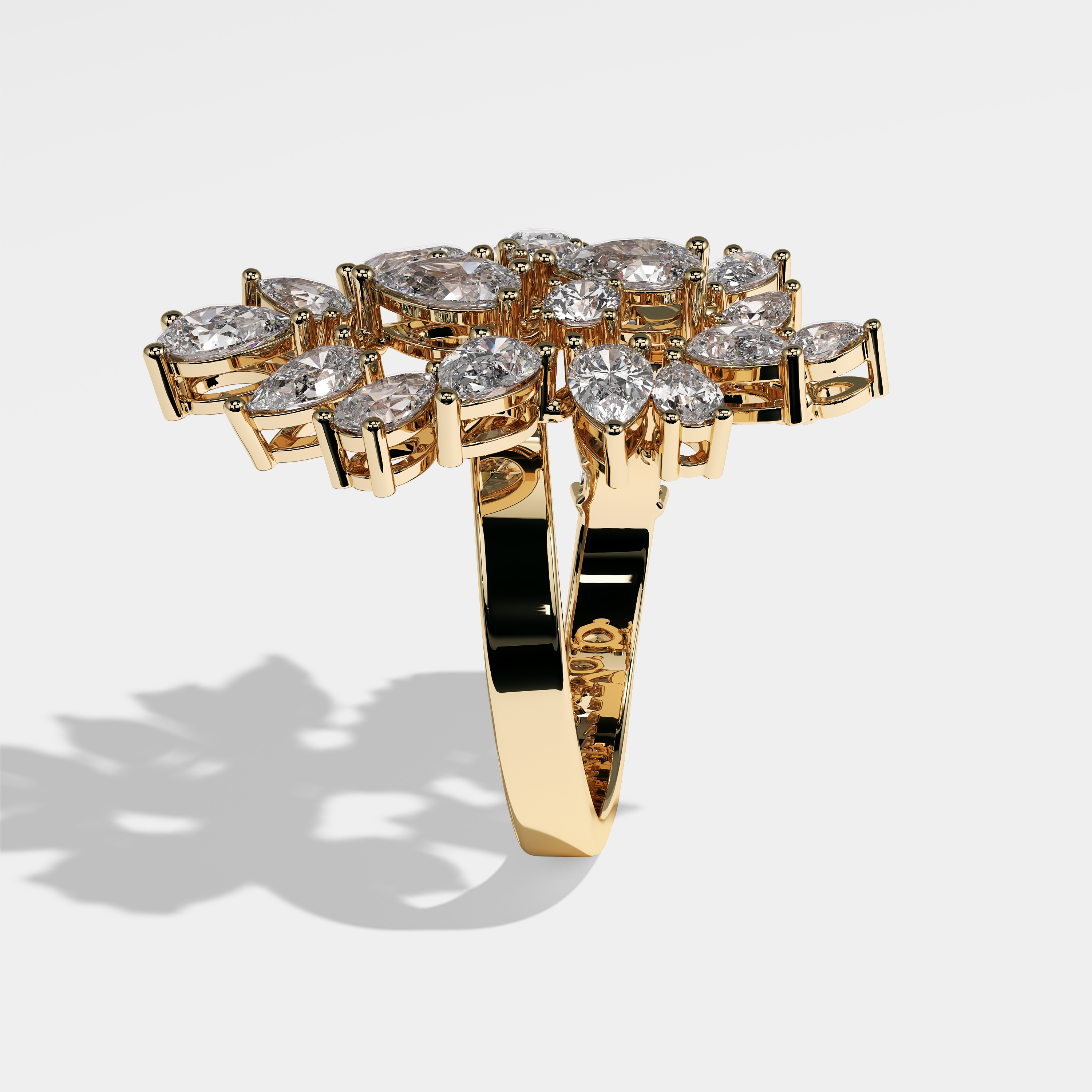 Side View – Kurbãni Durjini Morrigan Diamond Pear Halo Engagement Ring Yellow Gold