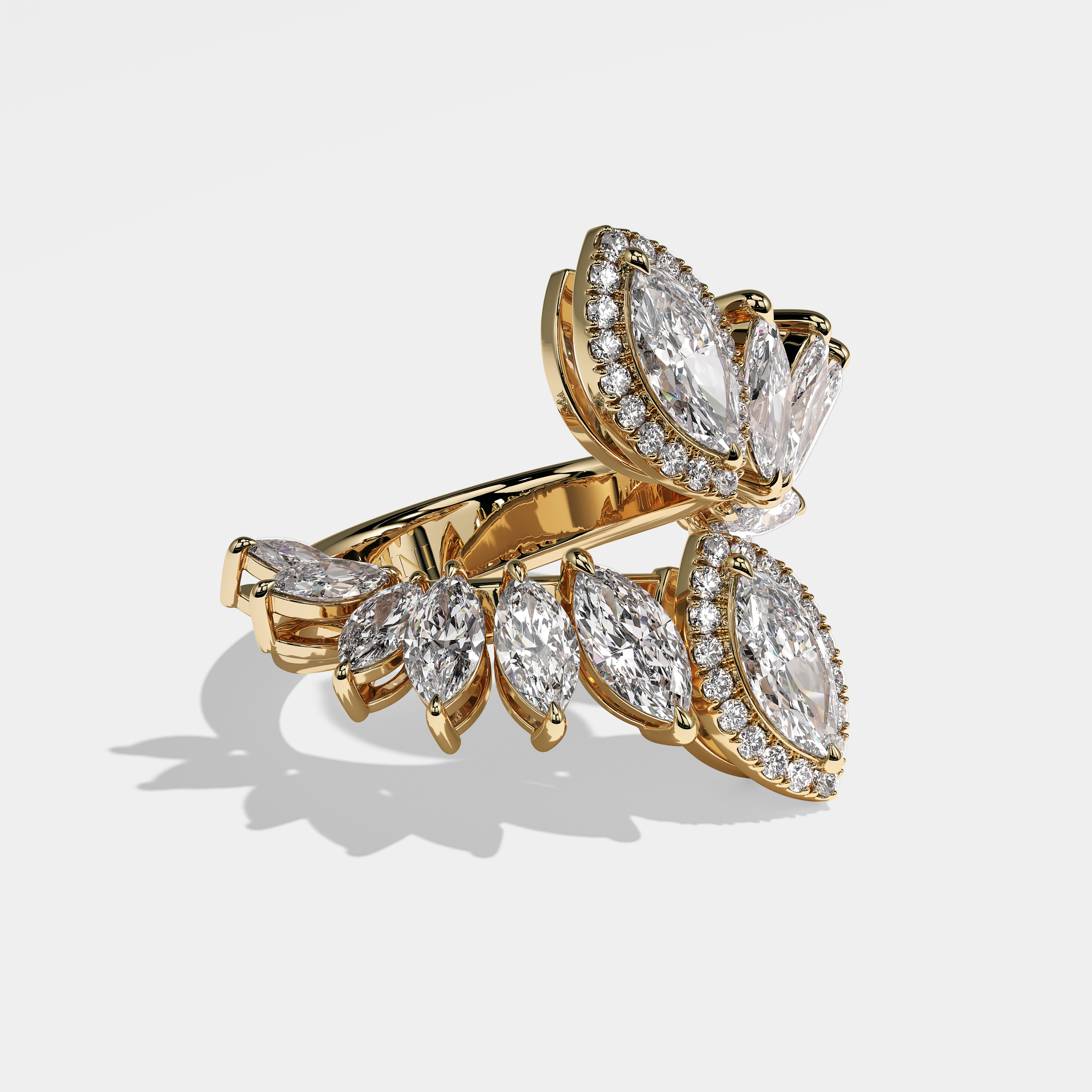 Right View – Kurbãni Durjini Neve Diamond Marquise Engagement Ring Yellow Gold