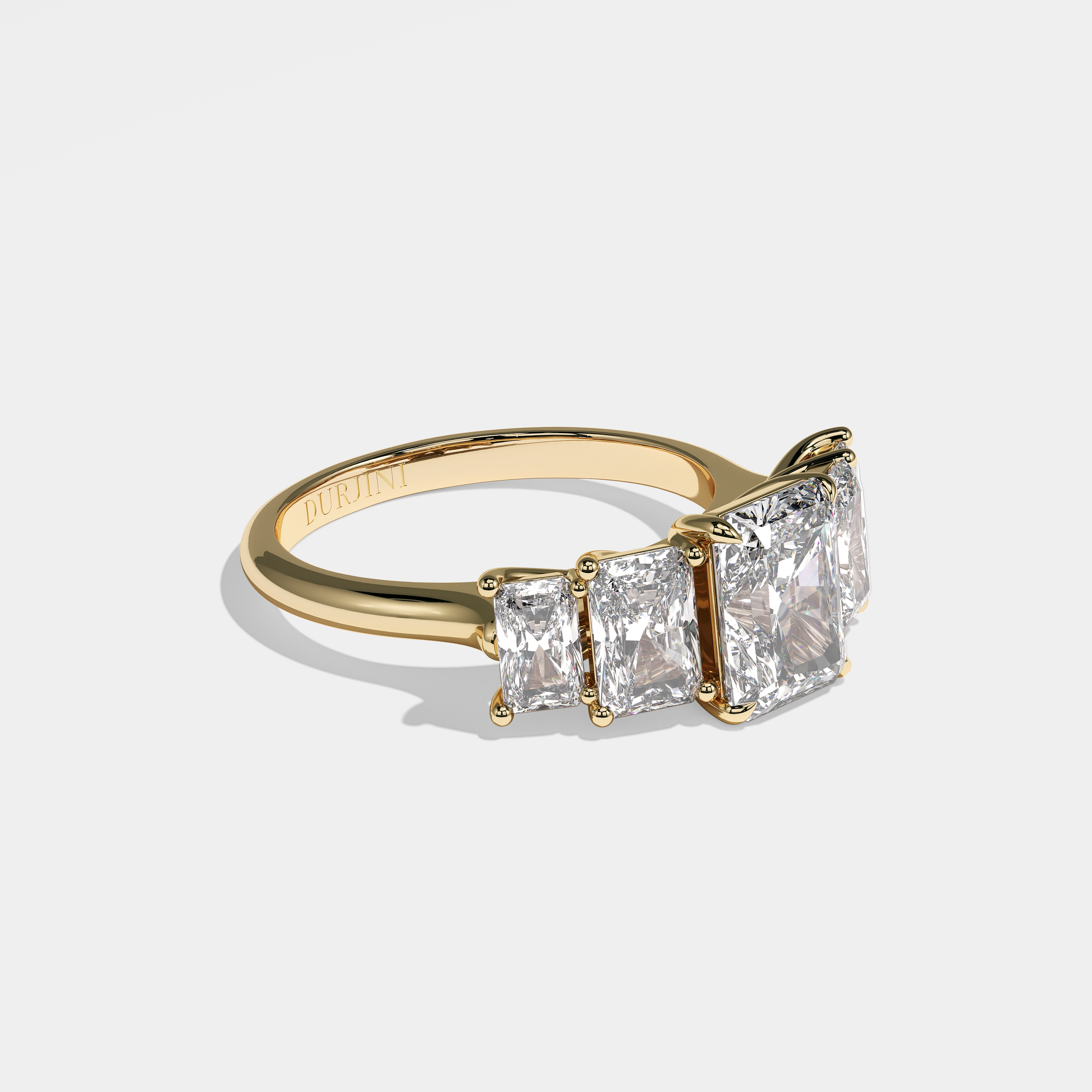 Right View – Kurbãni Durjini Narcissa Diamond Radiant Engagement Ring Yellow Gold