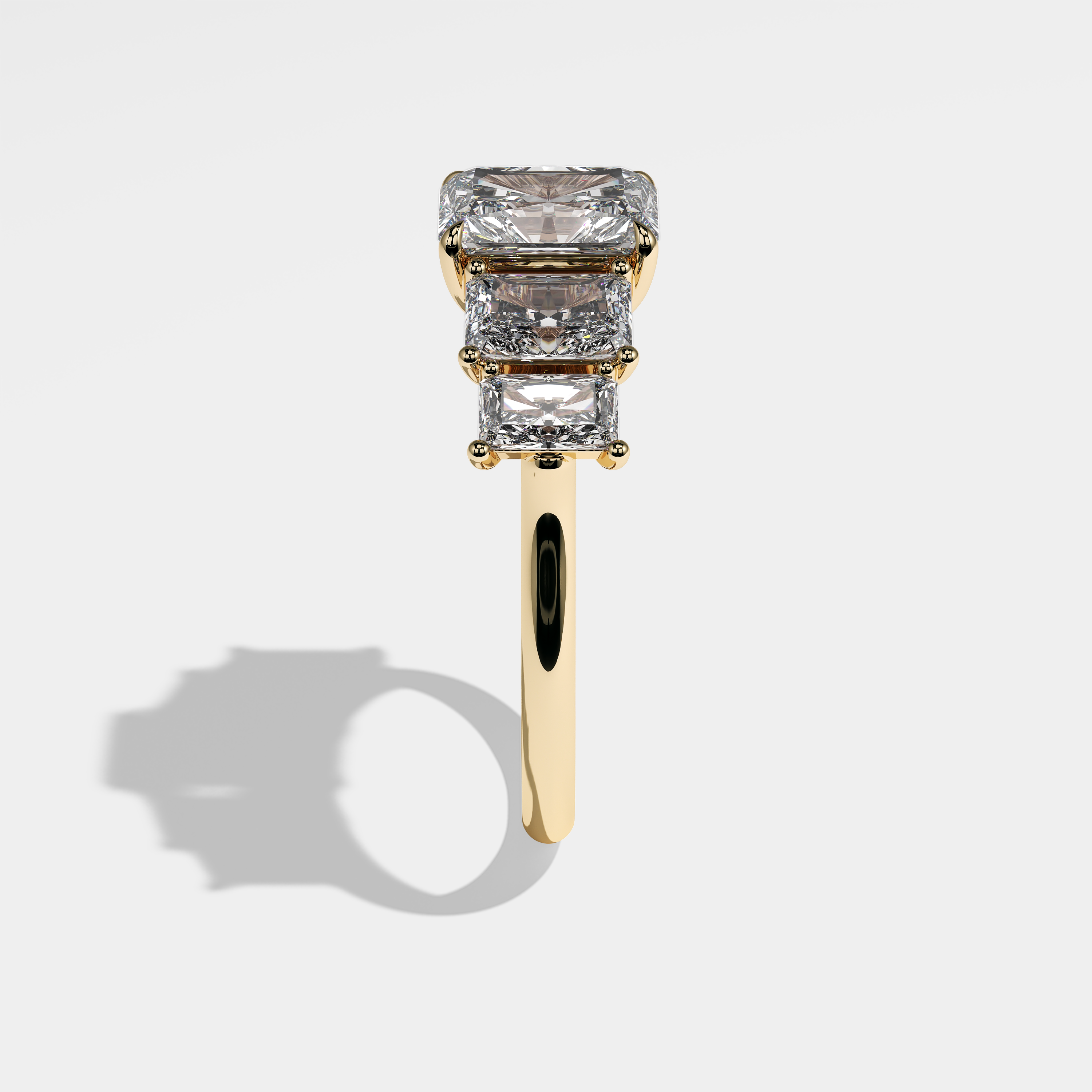 Side View – Kurbãni Durjini Narcissa Diamond Radiant Engagement Ring Yellow Gold