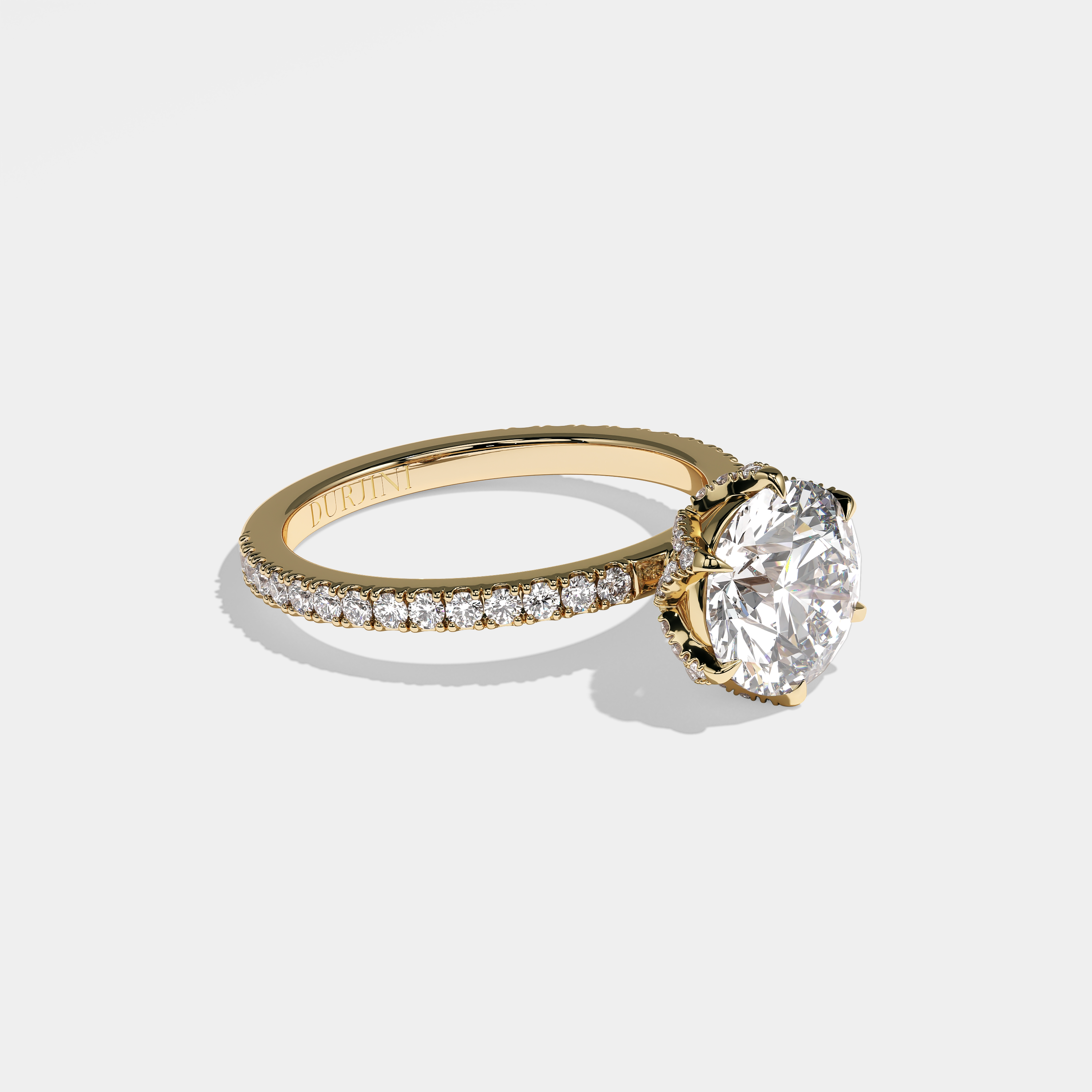 Right View – Kurbãni Durjini Nayla Diamond Round Brilliant Engagement Ring Yellow Gold