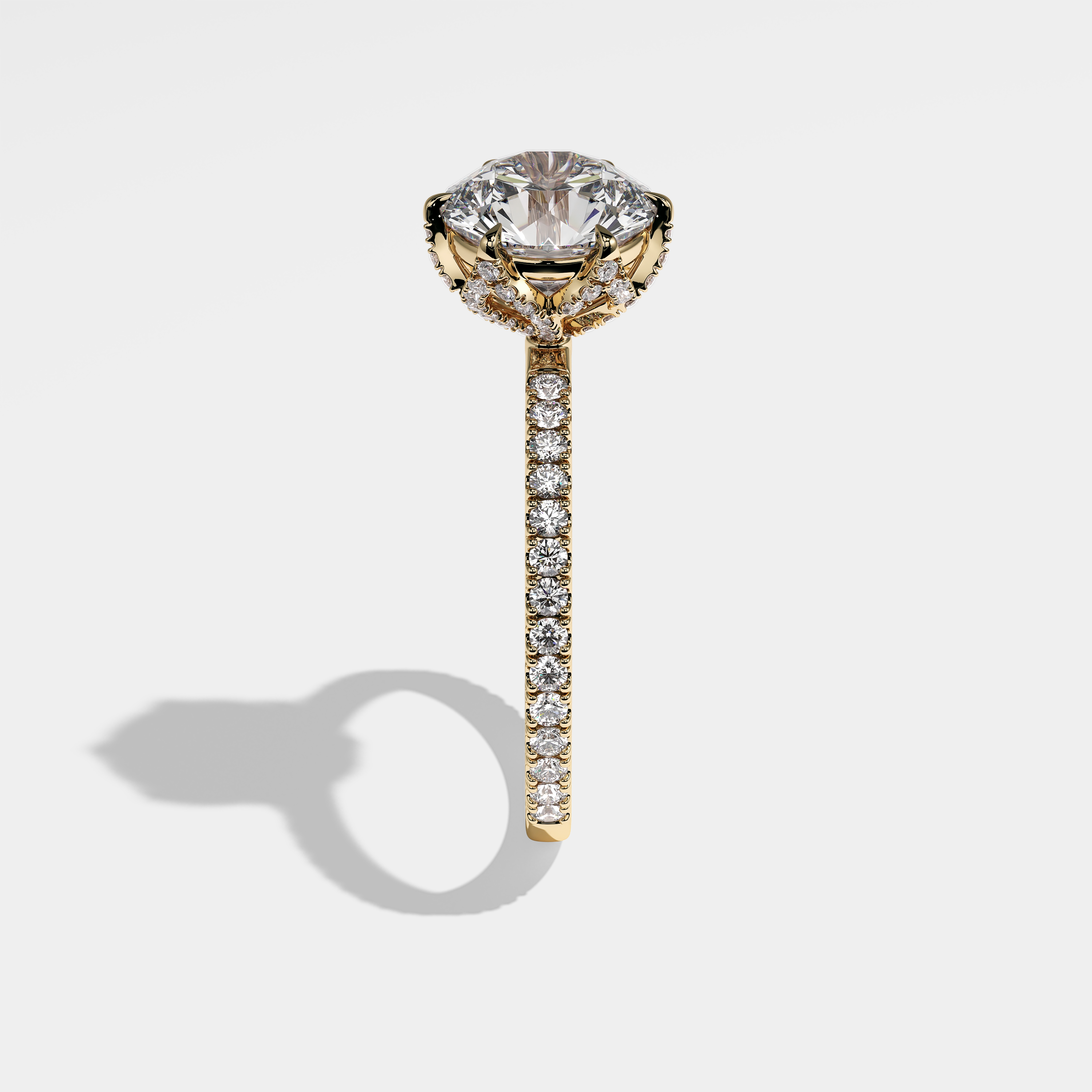 Side View – Kurbãni Durjini Niam Diamond Round Brilliant Engagement Ring Yellow Gold