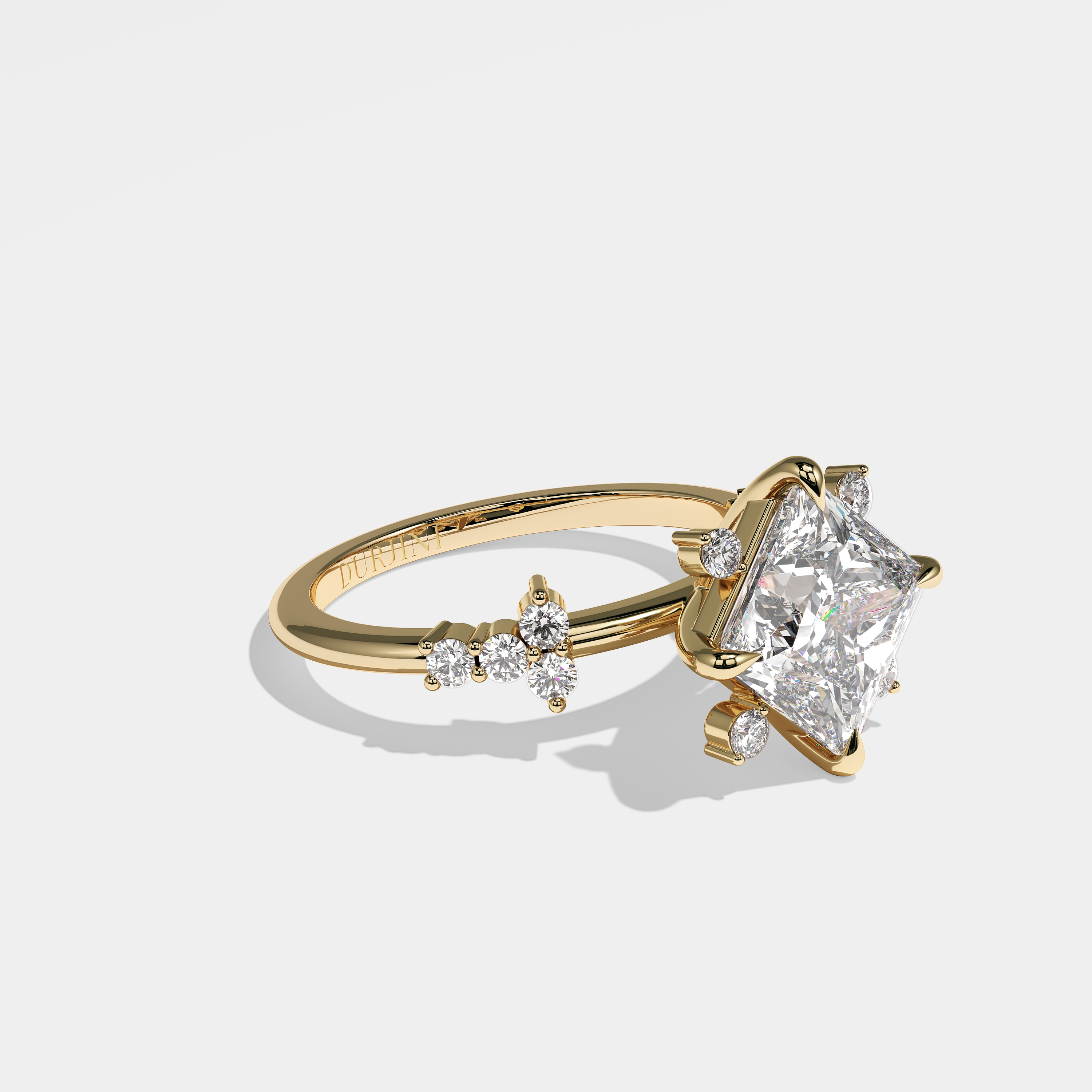 Right View – Kurbãni Durjini Noelle Diamond Princess Engagement Ring Yellow Gold