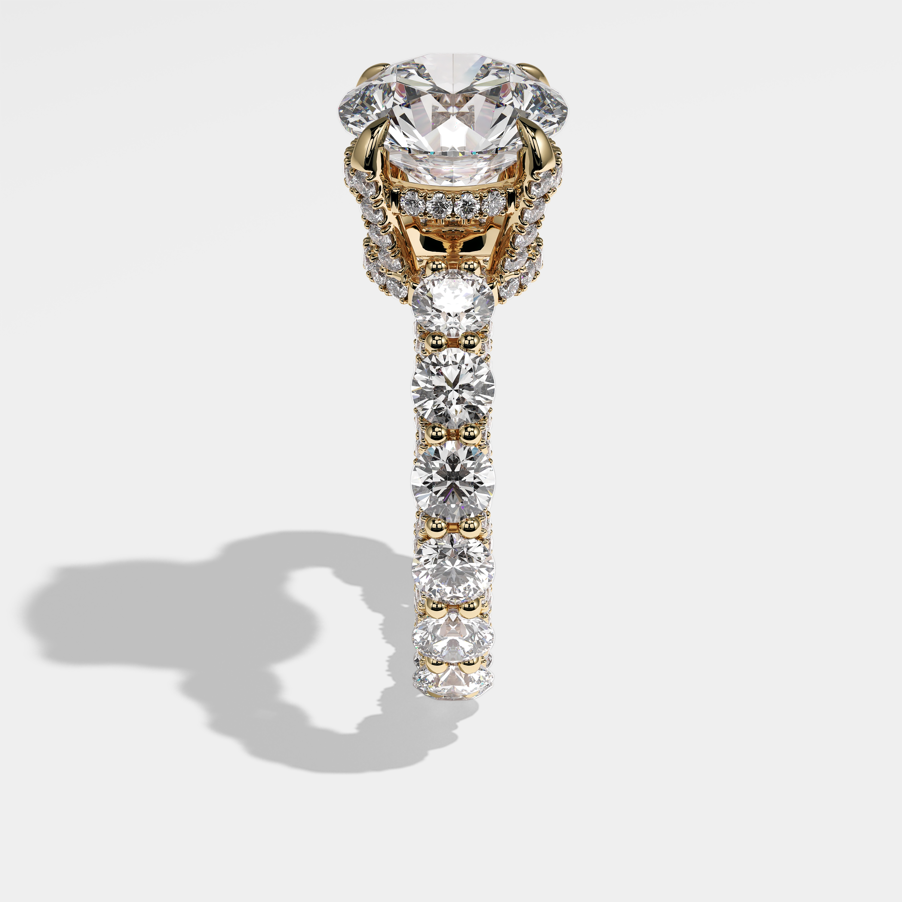 Side View – Kurbãni Durjini Nadine Diamond Round Brilliant Engagement Ring Yellow Gold