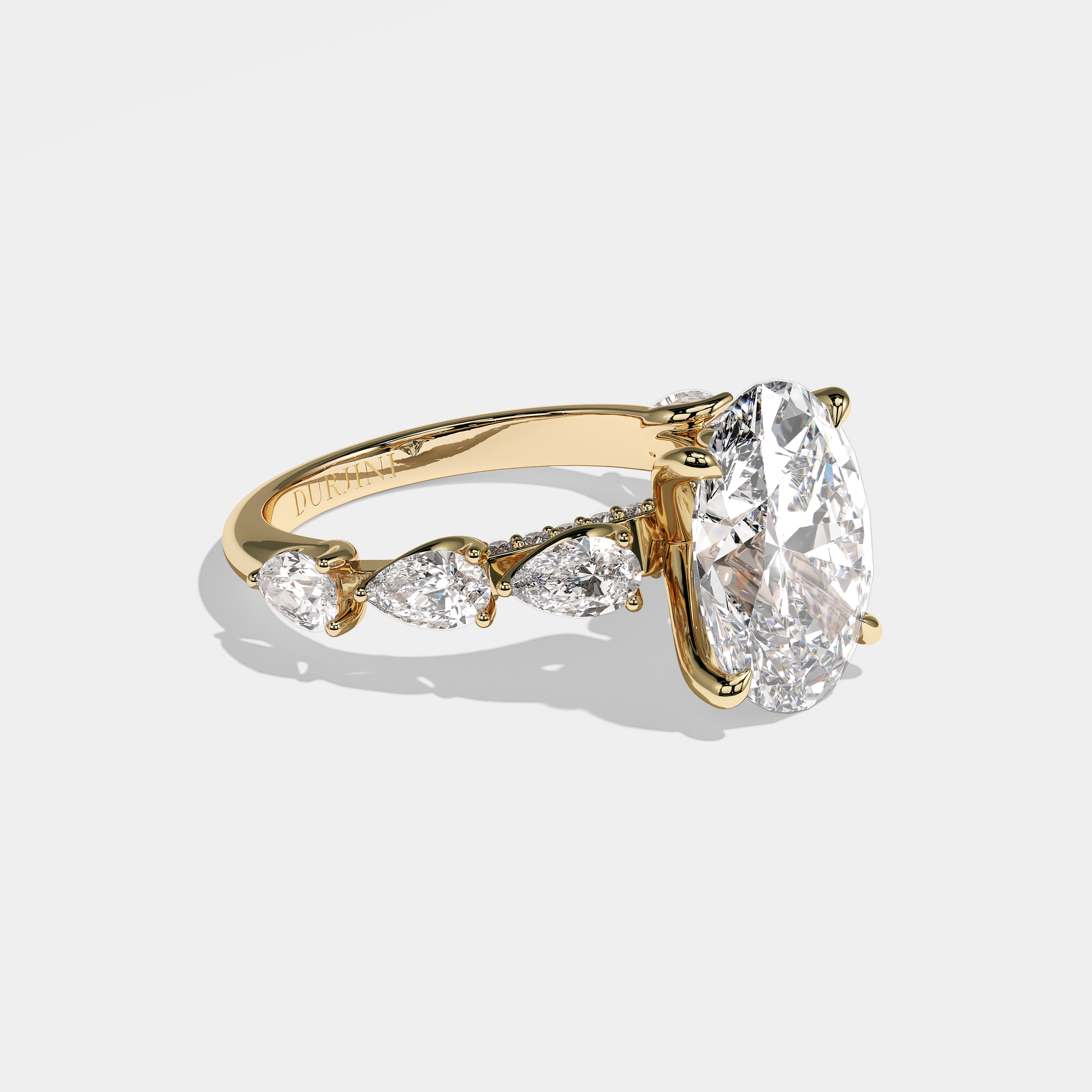 Right View – Kurbãni Durjini Nikita Diamond Oval Halo Engagement Ring Yellow Gold