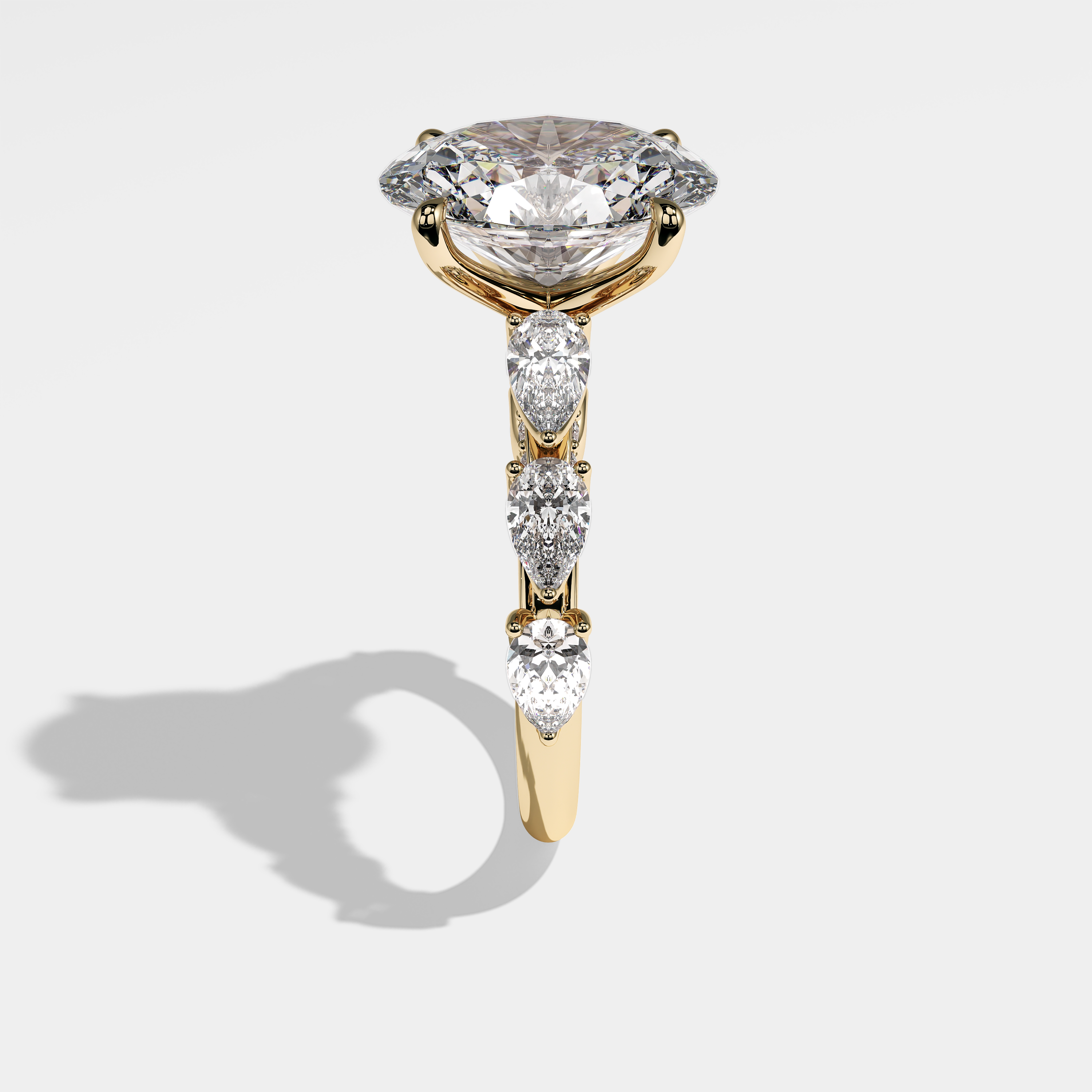 Side View – Kurbãni Durjini Nikita Diamond Oval Halo Engagement Ring Yellow Gold