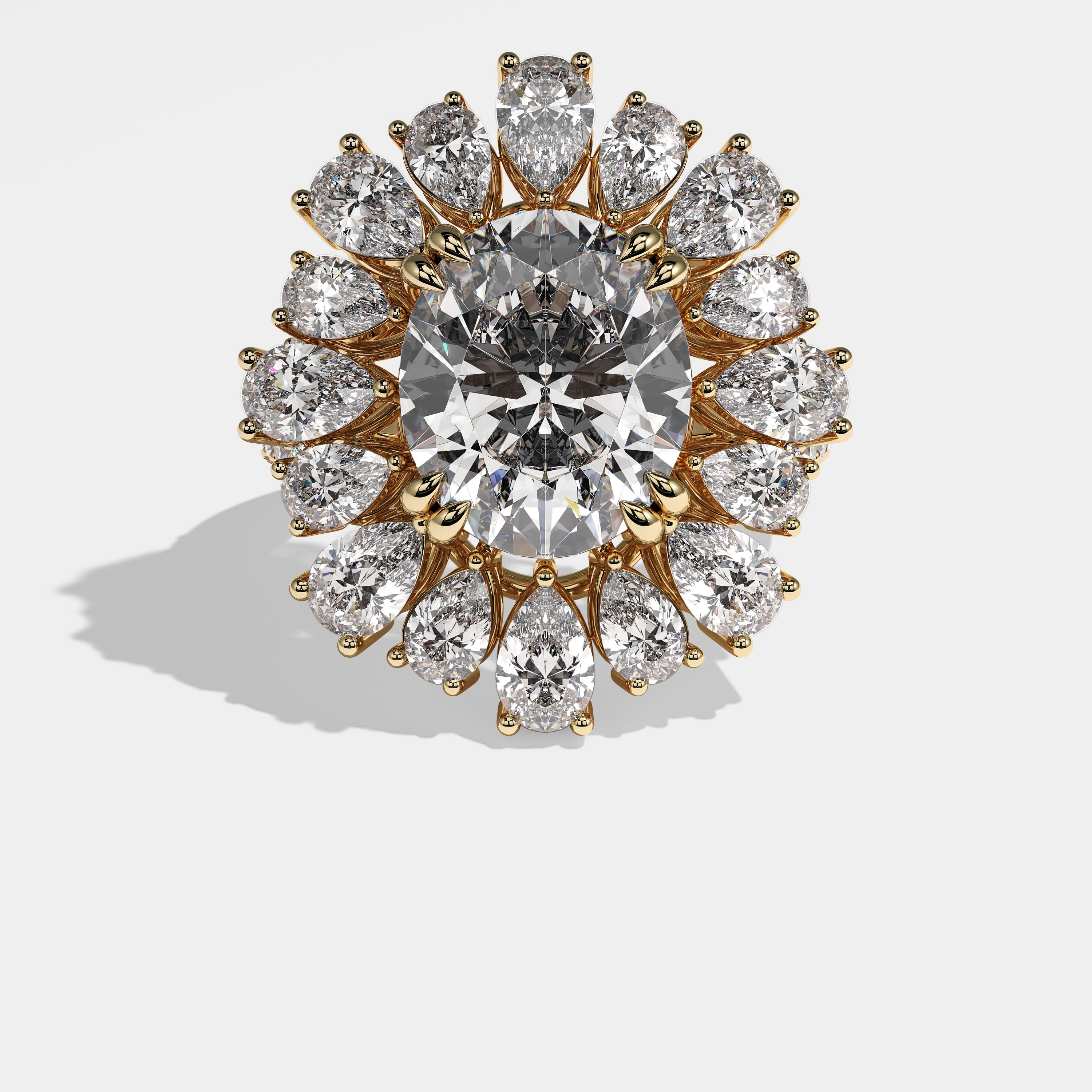 Nellie Diamond Oval Halo Engagement Ring 18K Yellow Gold 63.00ct