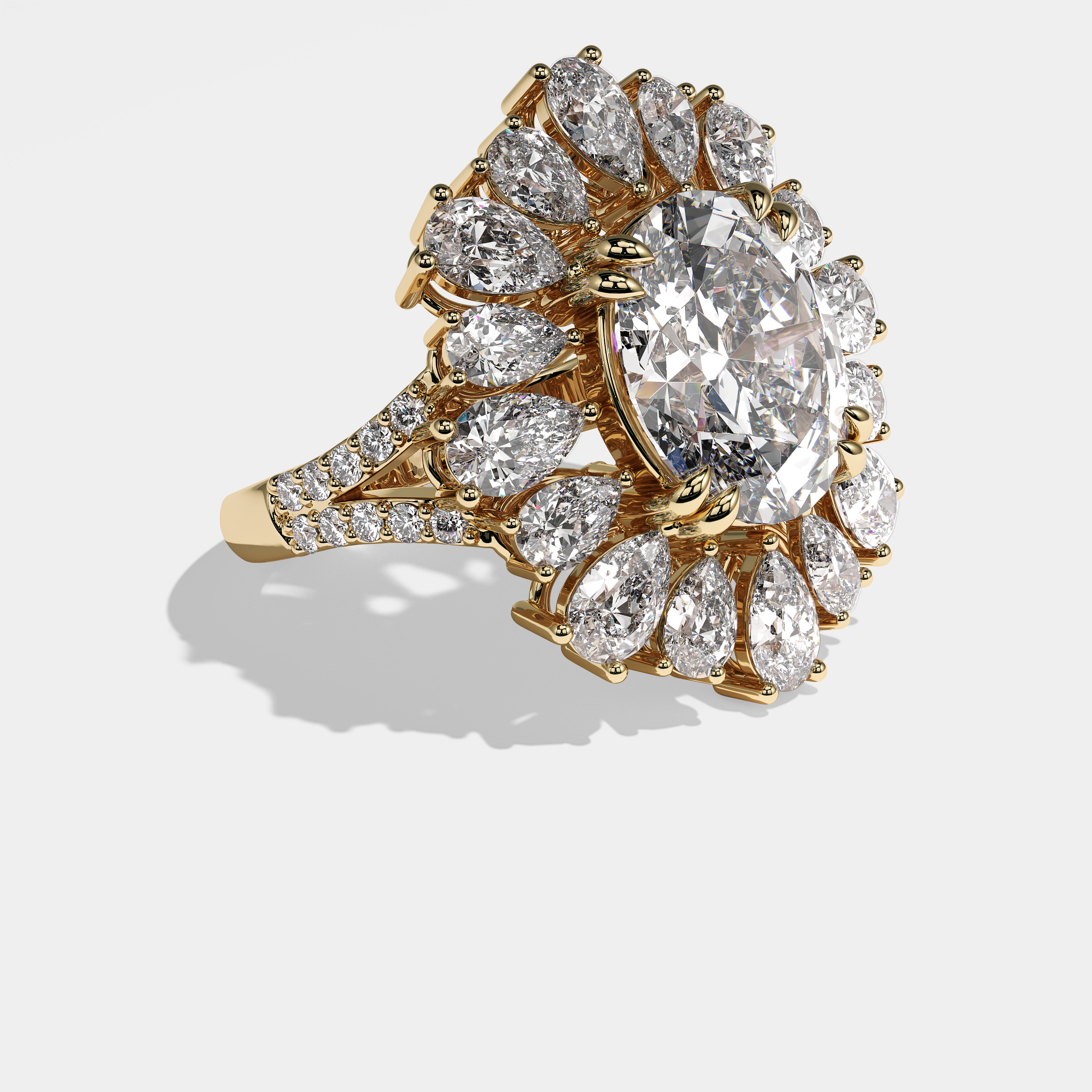 Right View – Kurbãni Durjini Nellie Diamond Oval Halo Engagement Ring Yellow Gold