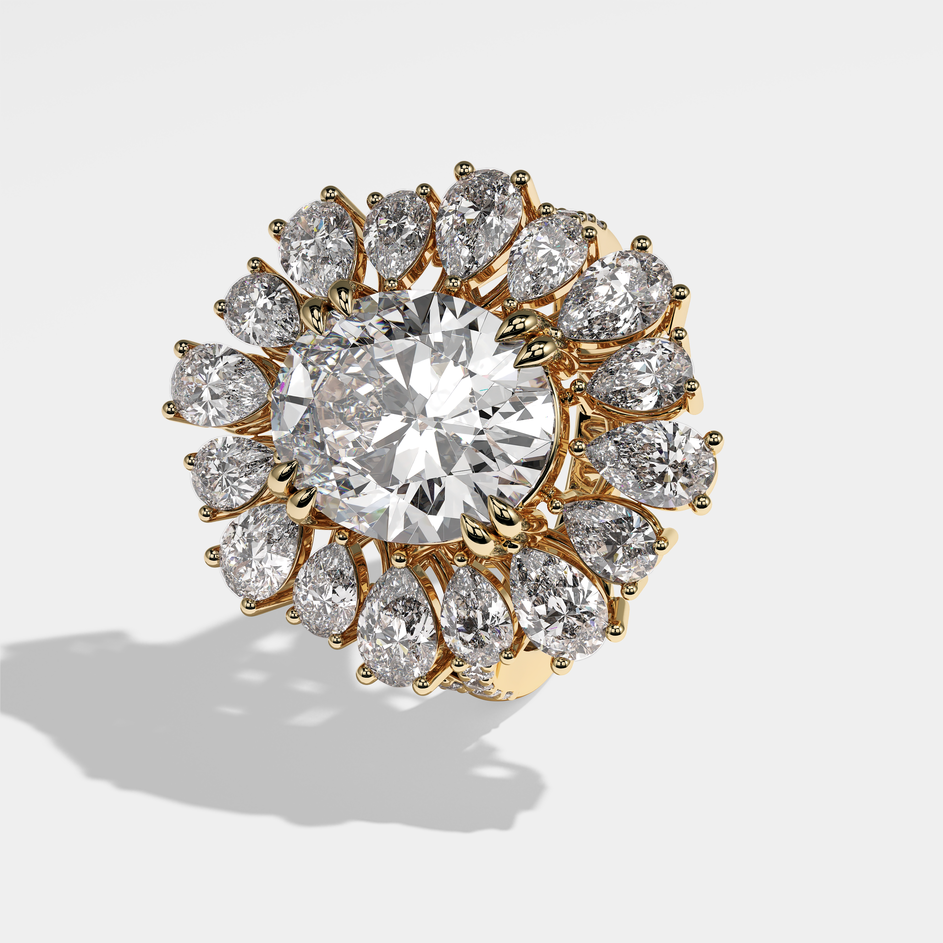 Left View – Kurbãni Durjini Nellie Diamond Oval Halo Engagement Ring Yellow Gold