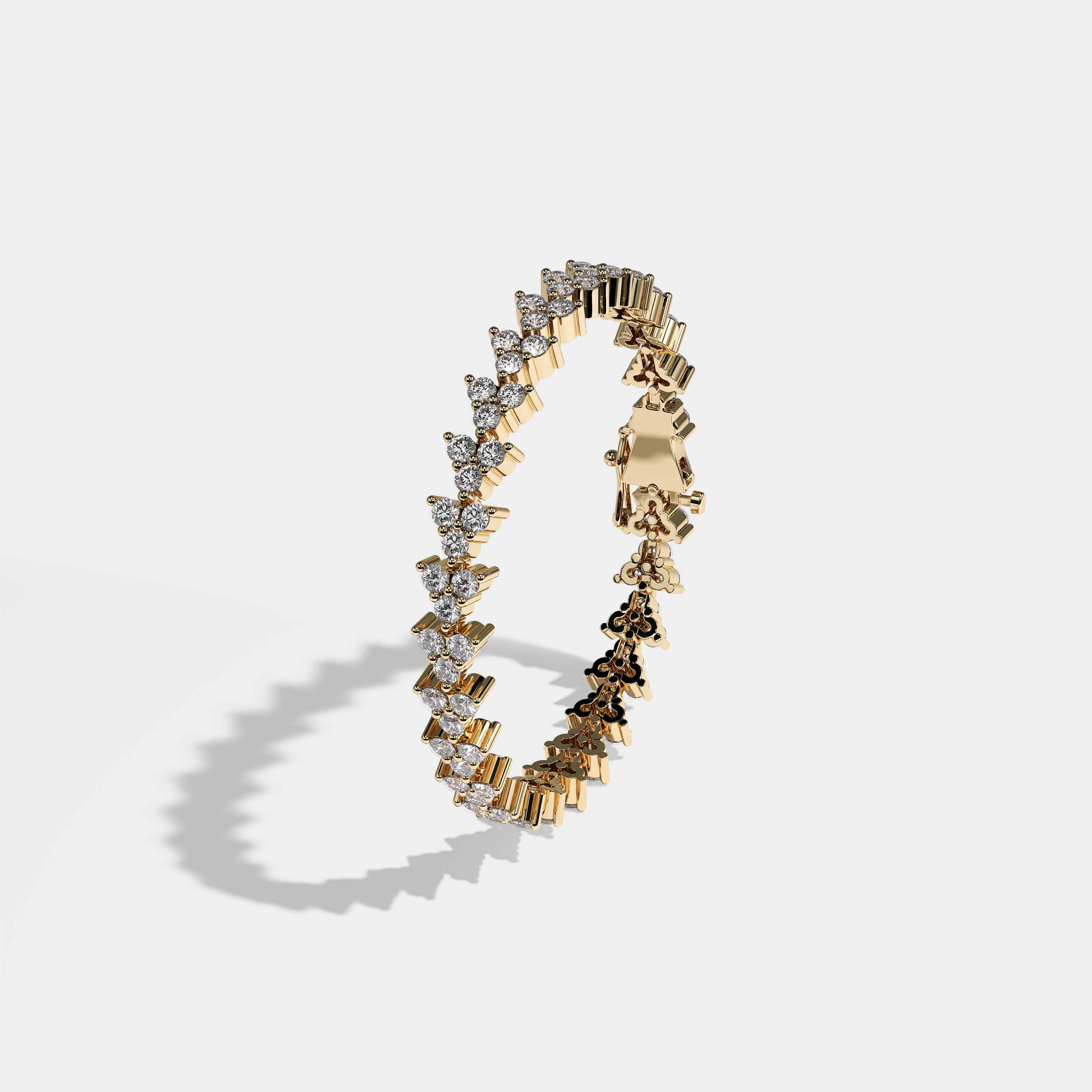 Paola Diamond Round Brilliant Tennis Bracelet 4MM 18K Yellow Gold 5.00ct
