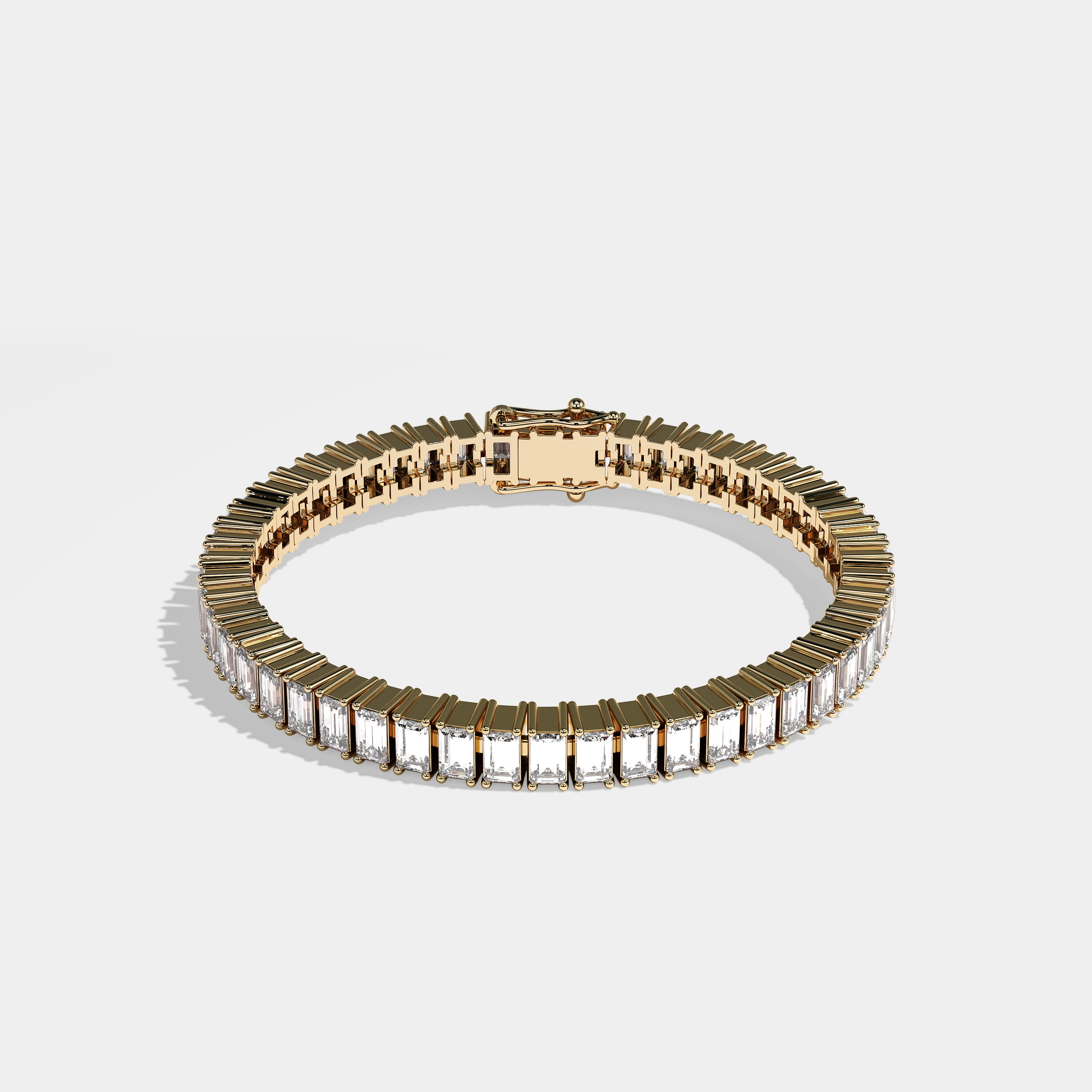 DURJINI Tennis Bracelet Emerald Cut 18K Yellow Gold 6.00ct