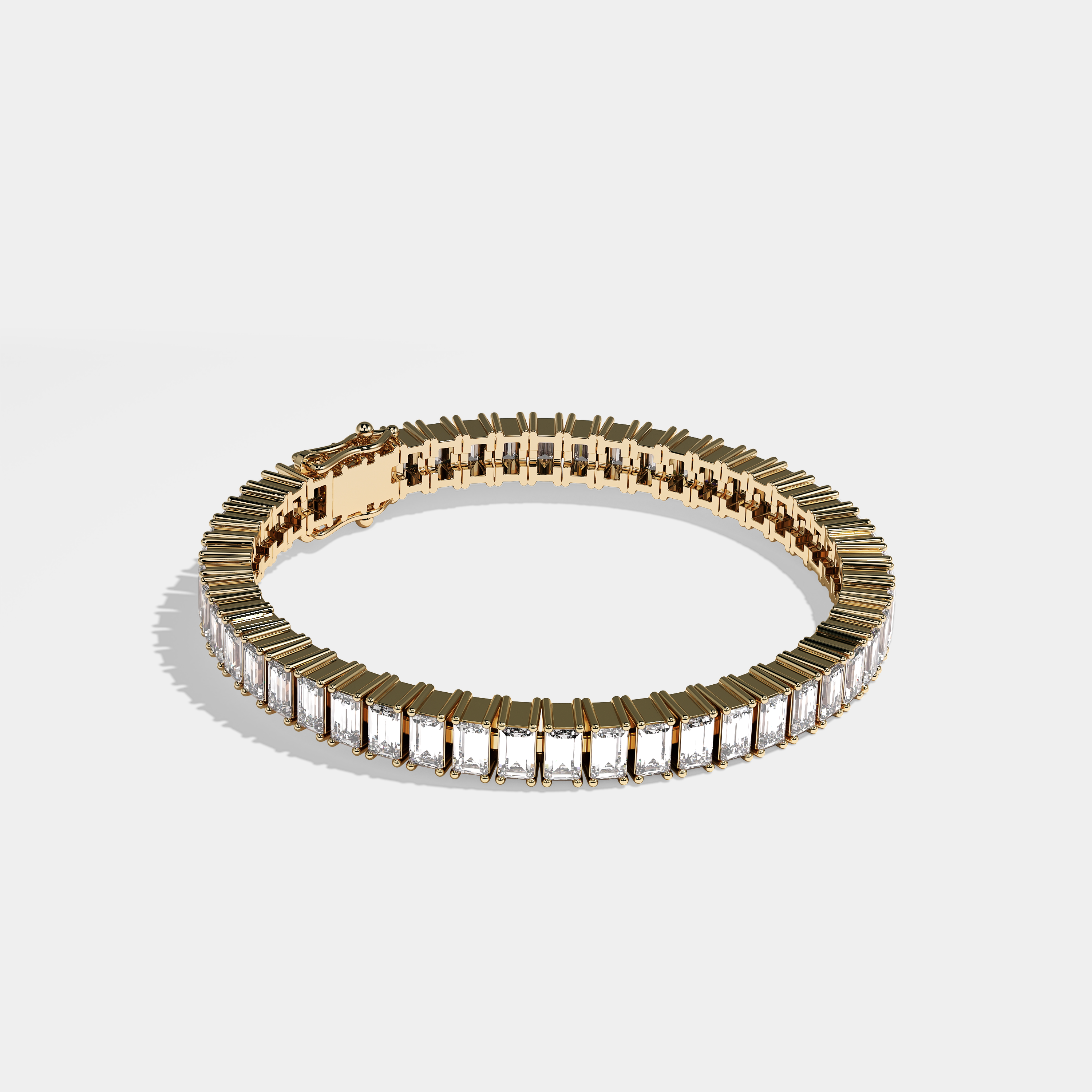 DURJINI Tennis Bracelet Emerald Cut 18K Yellow Gold 6.00ct