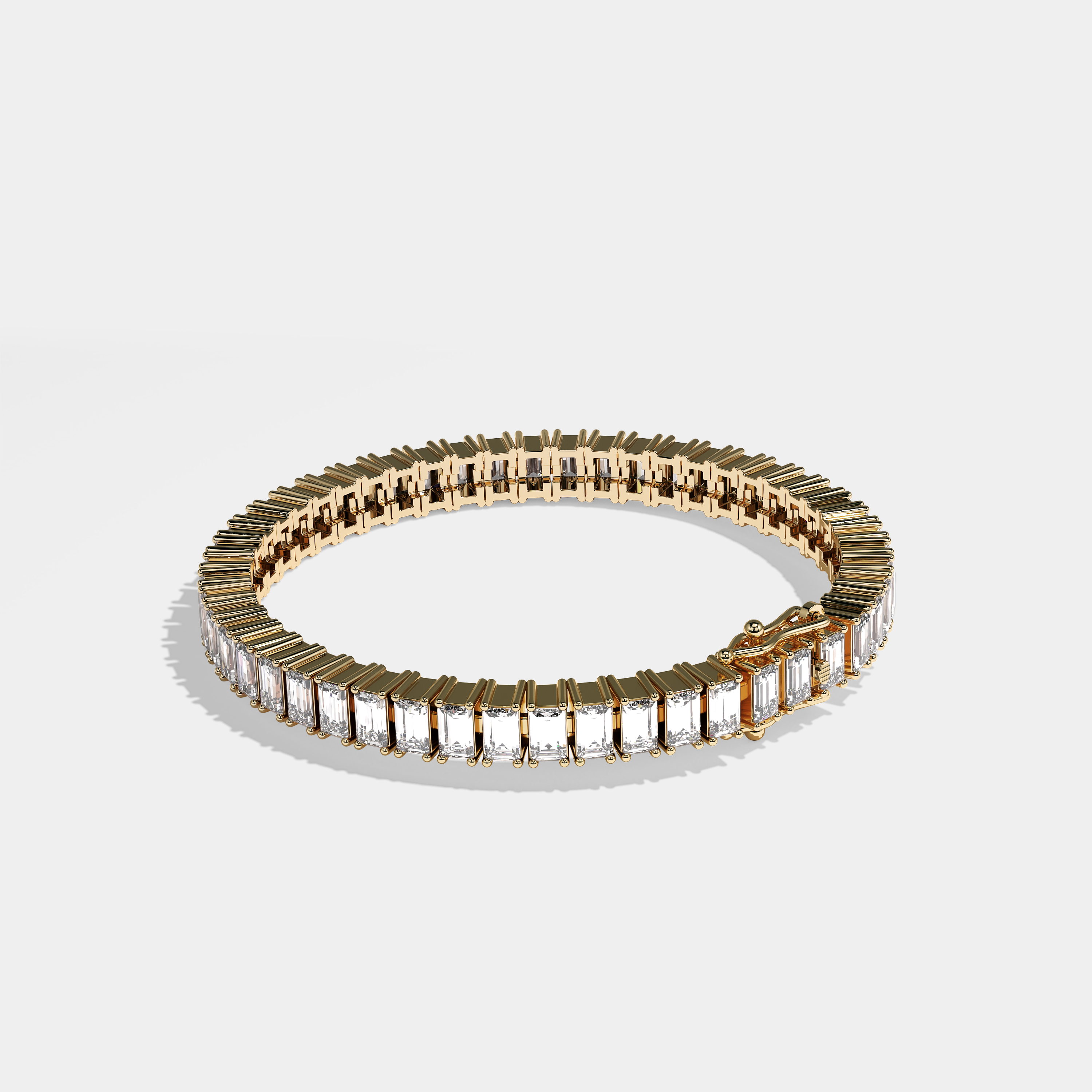 DURJINI Tennis Bracelet Emerald Cut 18K Yellow Gold 6.00ct