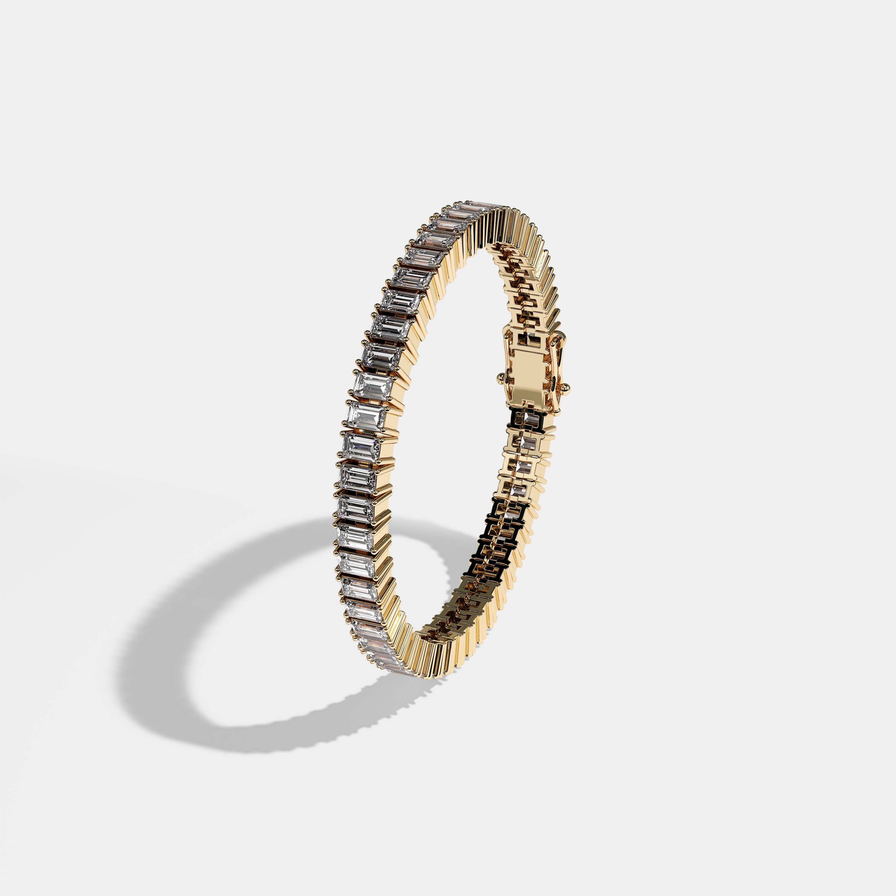 DURJINI Tennis Bracelet Emerald Cut 18K Yellow Gold 6.00ct