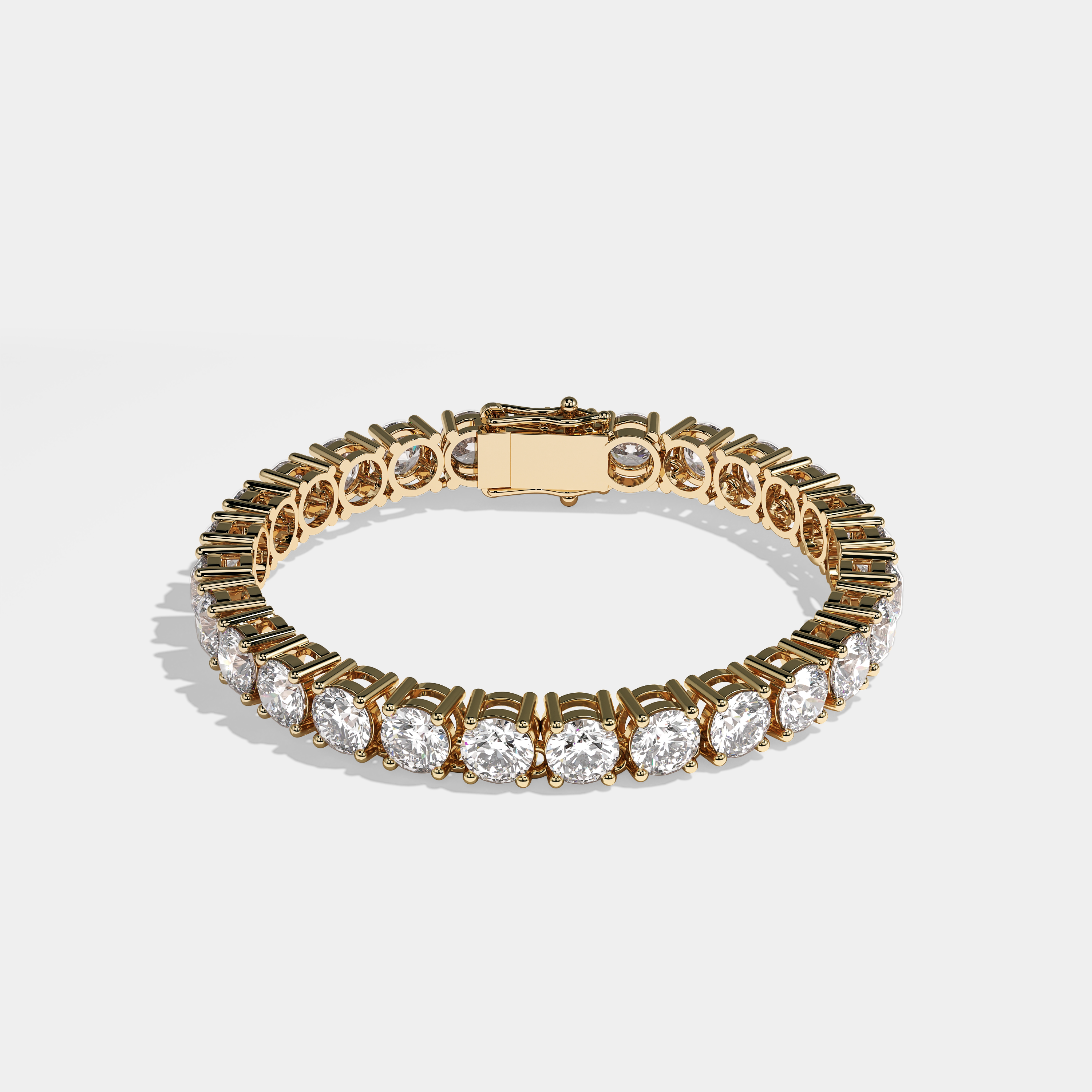 Durjini Diamond Round Brilliant Tennis Bracelet 6MM 18K Yellow Gold 11.00ct