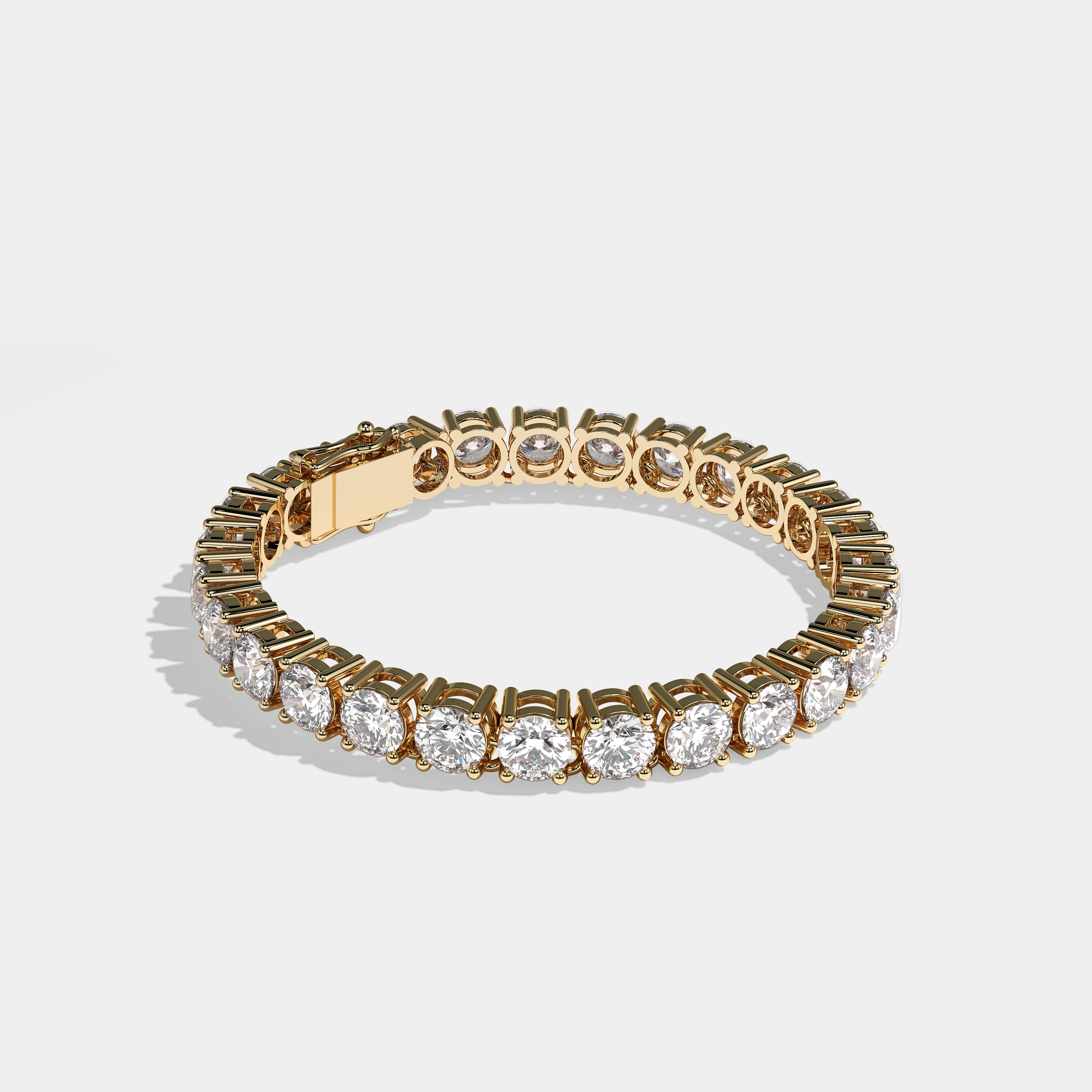 Durjini Diamond Round Brilliant Tennis Bracelet 6MM 18K Yellow Gold 11.00ct