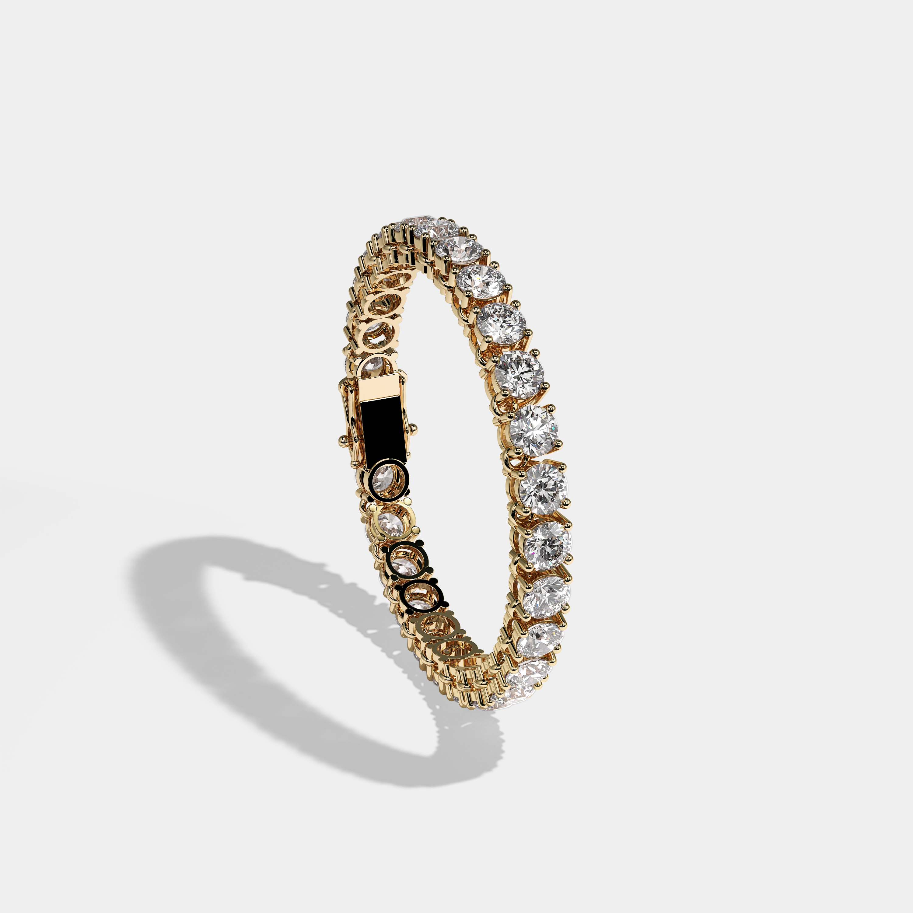 Durjini Diamond Round Brilliant Tennis Bracelet 6MM 18K Yellow Gold 11.00ct