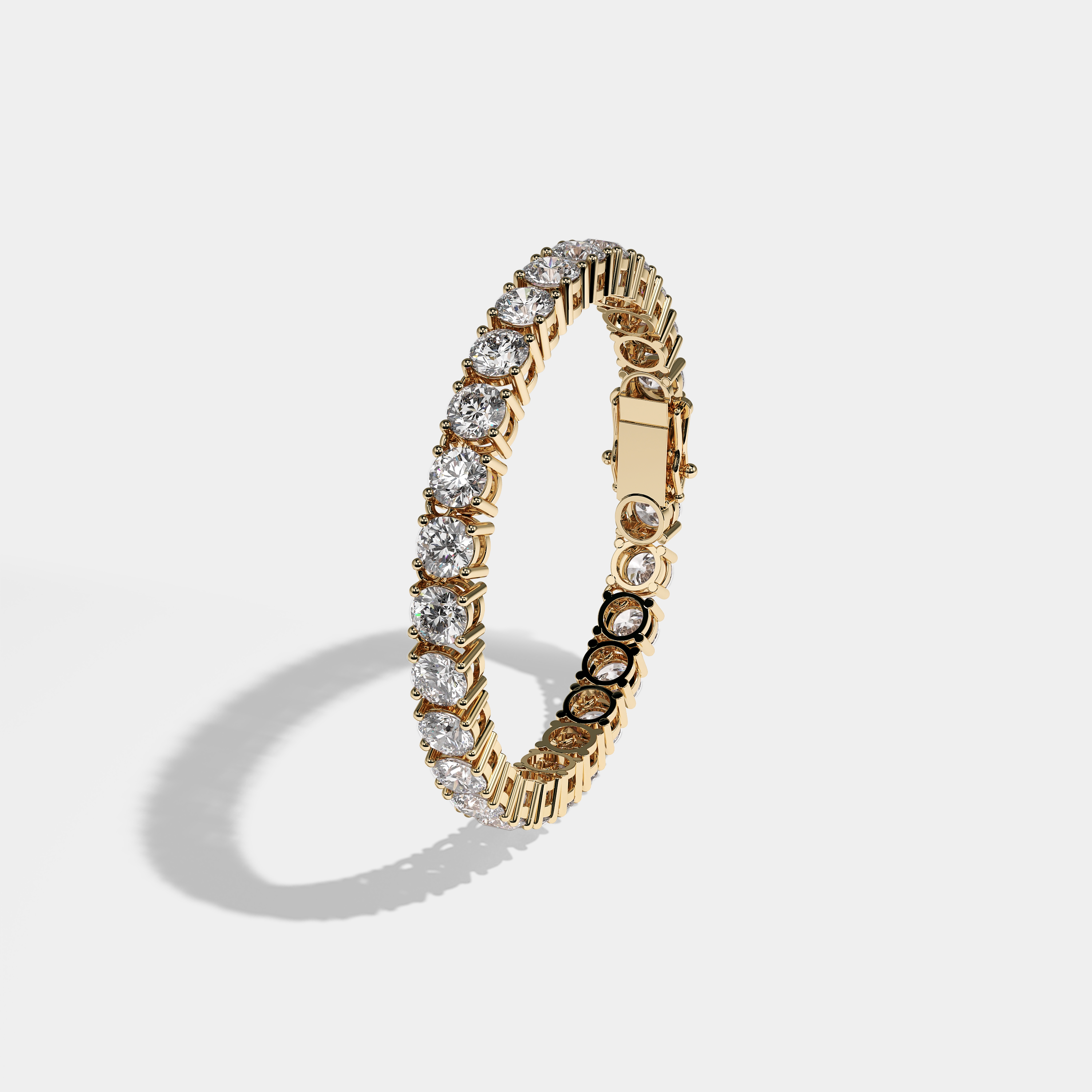 Durjini Diamond Round Brilliant Tennis Bracelet 6MM 18K Yellow Gold 11.00ct