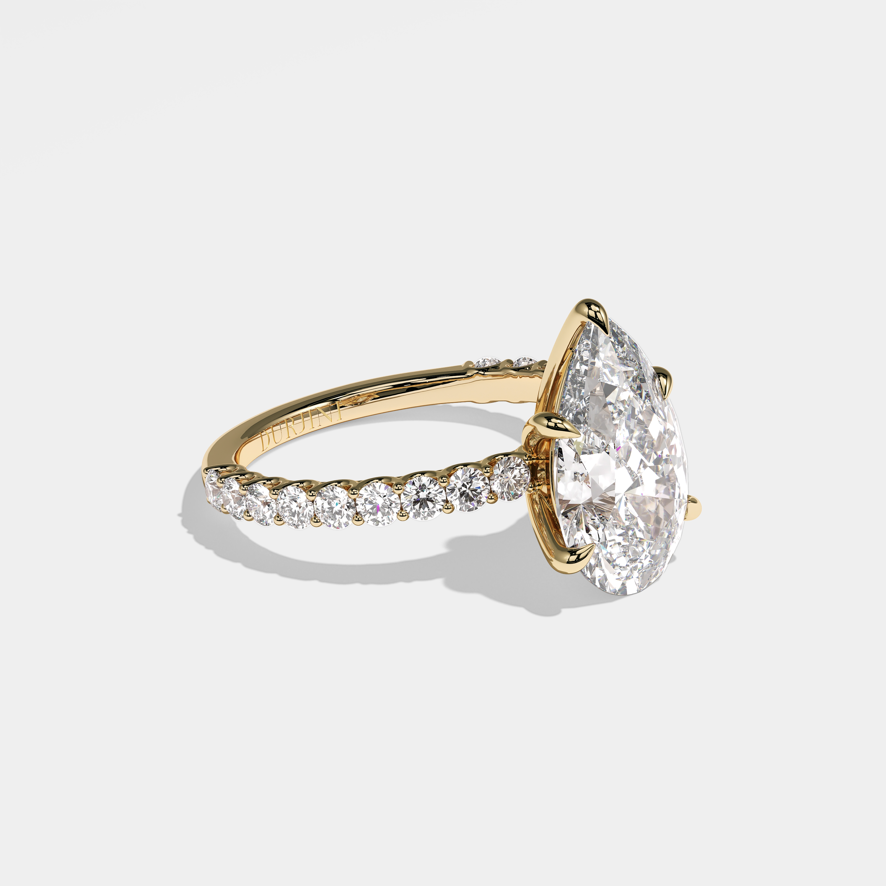 Right View – Kurbãni Durjini Portia Diamond Pear Halo Engagement Ring Yellow Gold