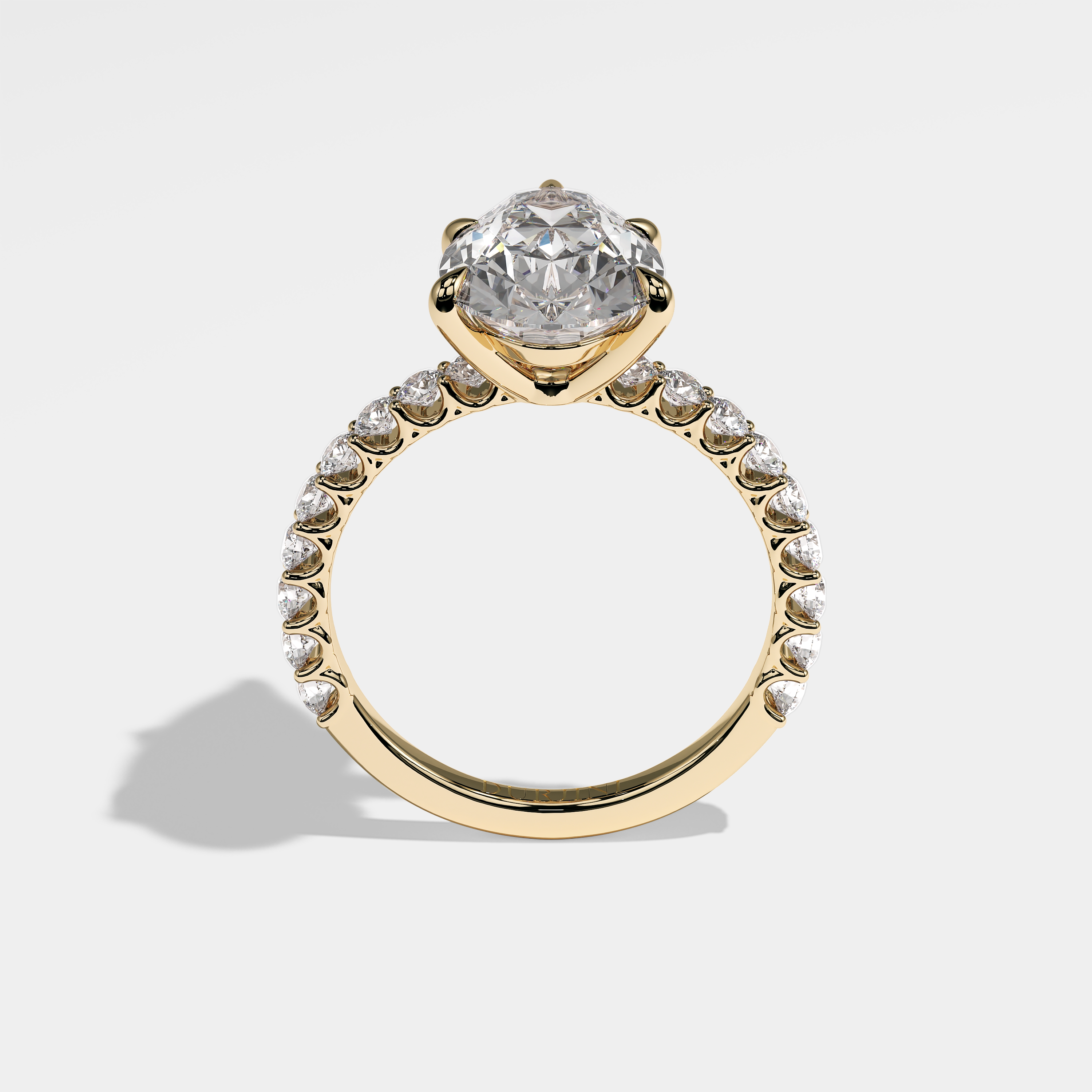 Full View – Kurbãni Durjini Portia Diamond Pear Halo Engagement Ring Yellow Gold
