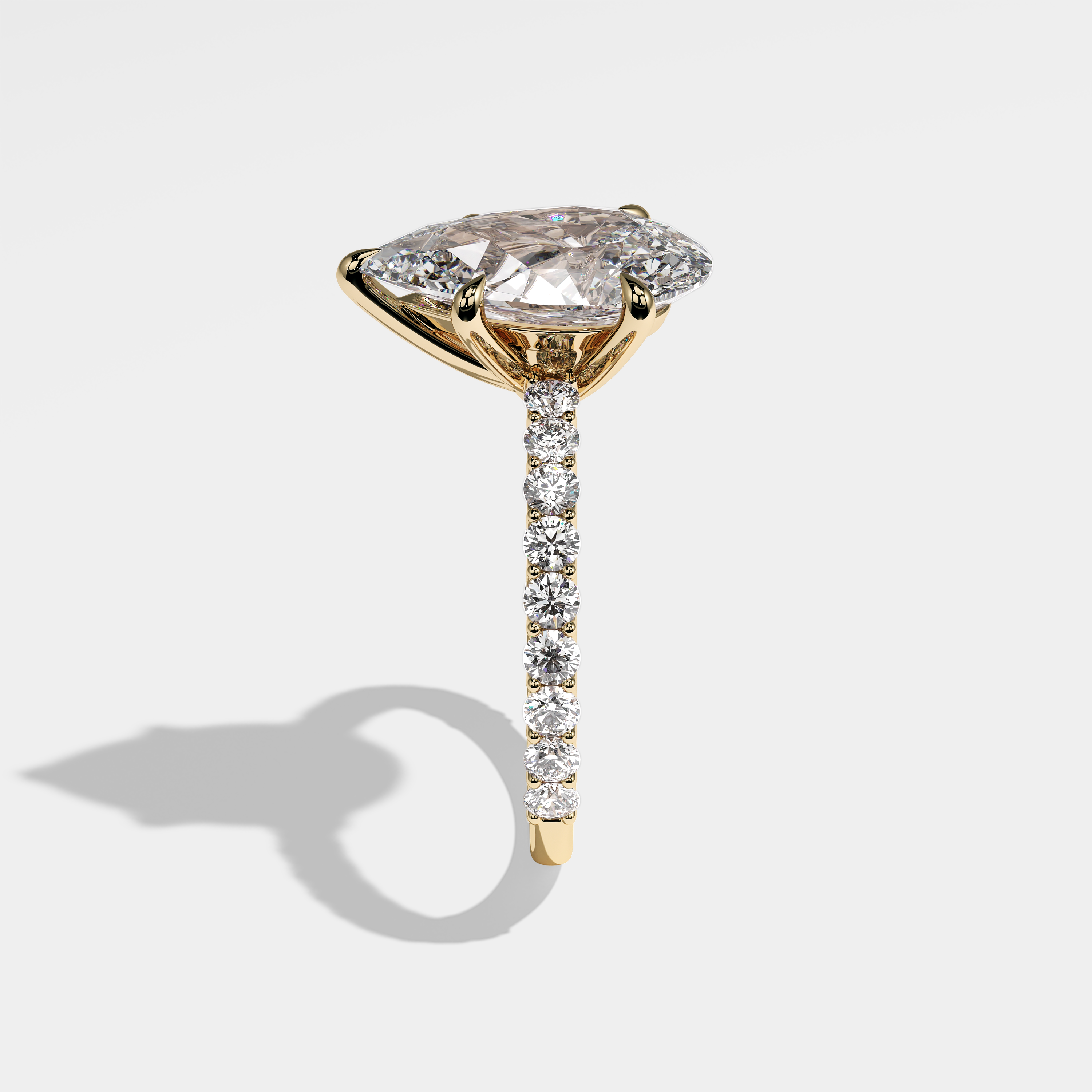 Side View – Kurbãni Durjini Portia Diamond Pear Halo Engagement Ring Yellow Gold
