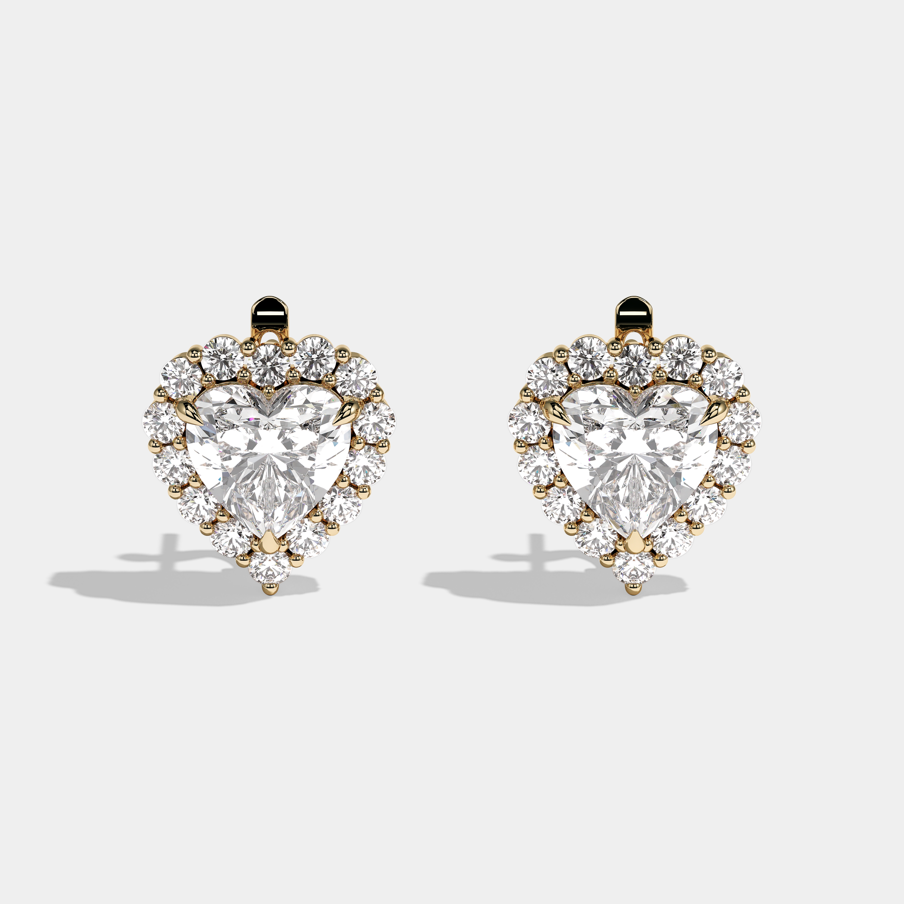 Y'vette Heart Cut Diamond Yellow Gold Earrings 3.00ct