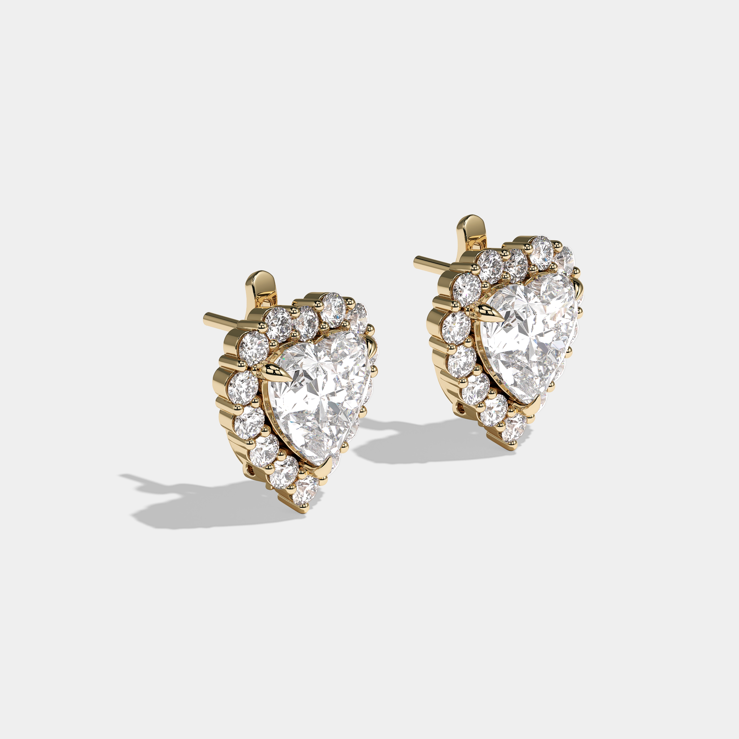 Y'vette Heart Cut Diamond Yellow Gold Earrings 3.00ct