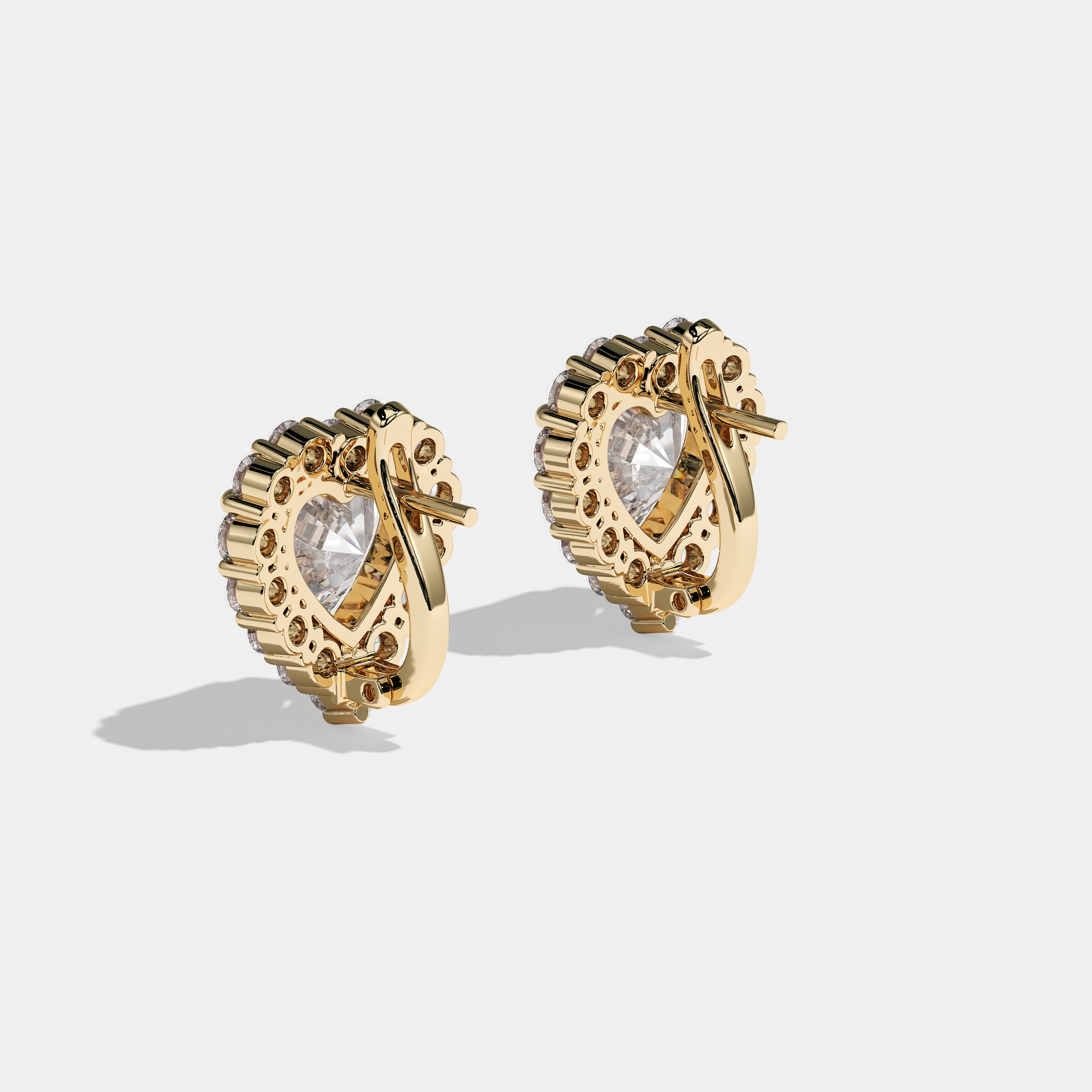 Y'vette Heart Cut Diamond Yellow Gold Earrings 3.00ct