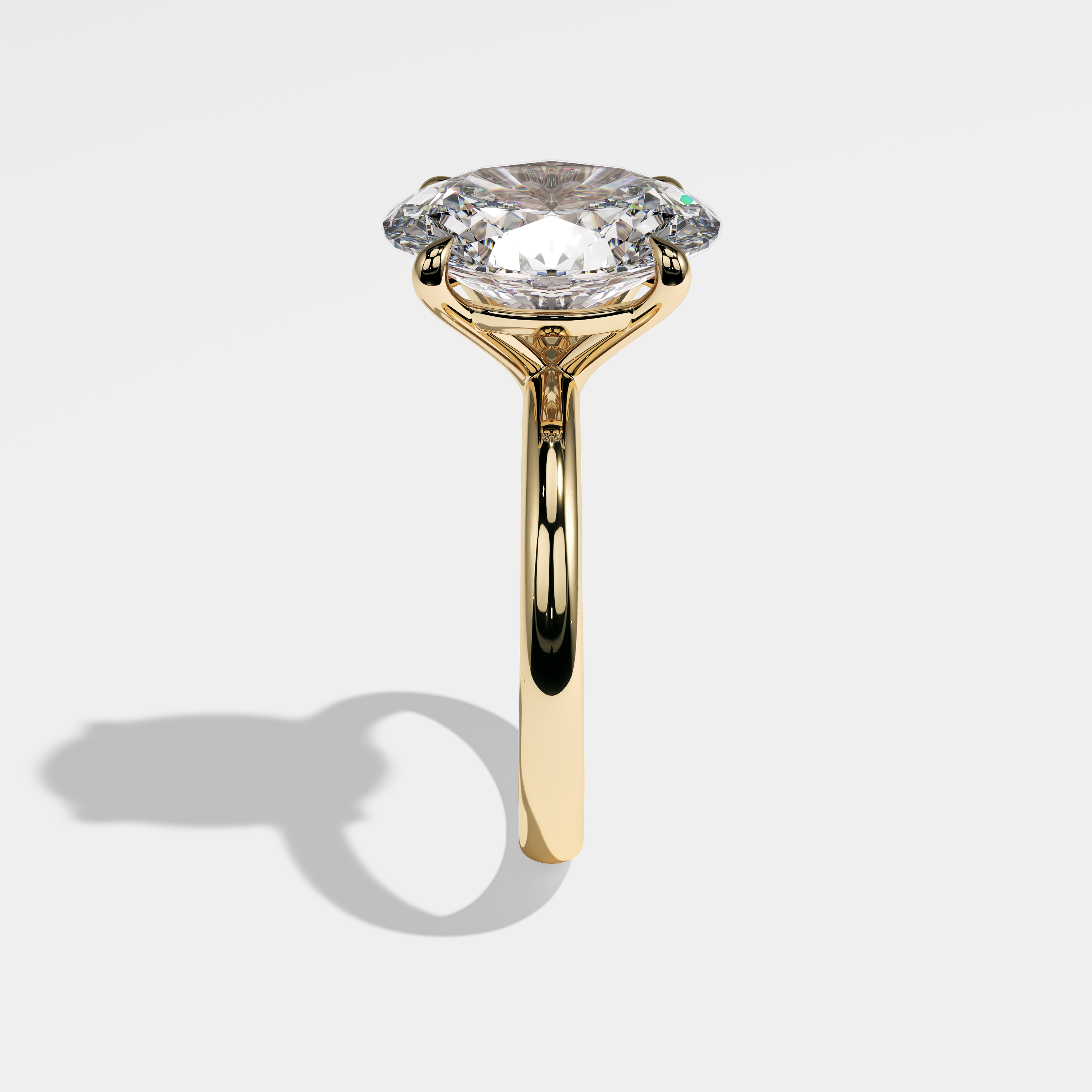 Side View – Kurbãni Durjini Yolanda Diamond Oval Halo Engagement Ring Yellow Gold