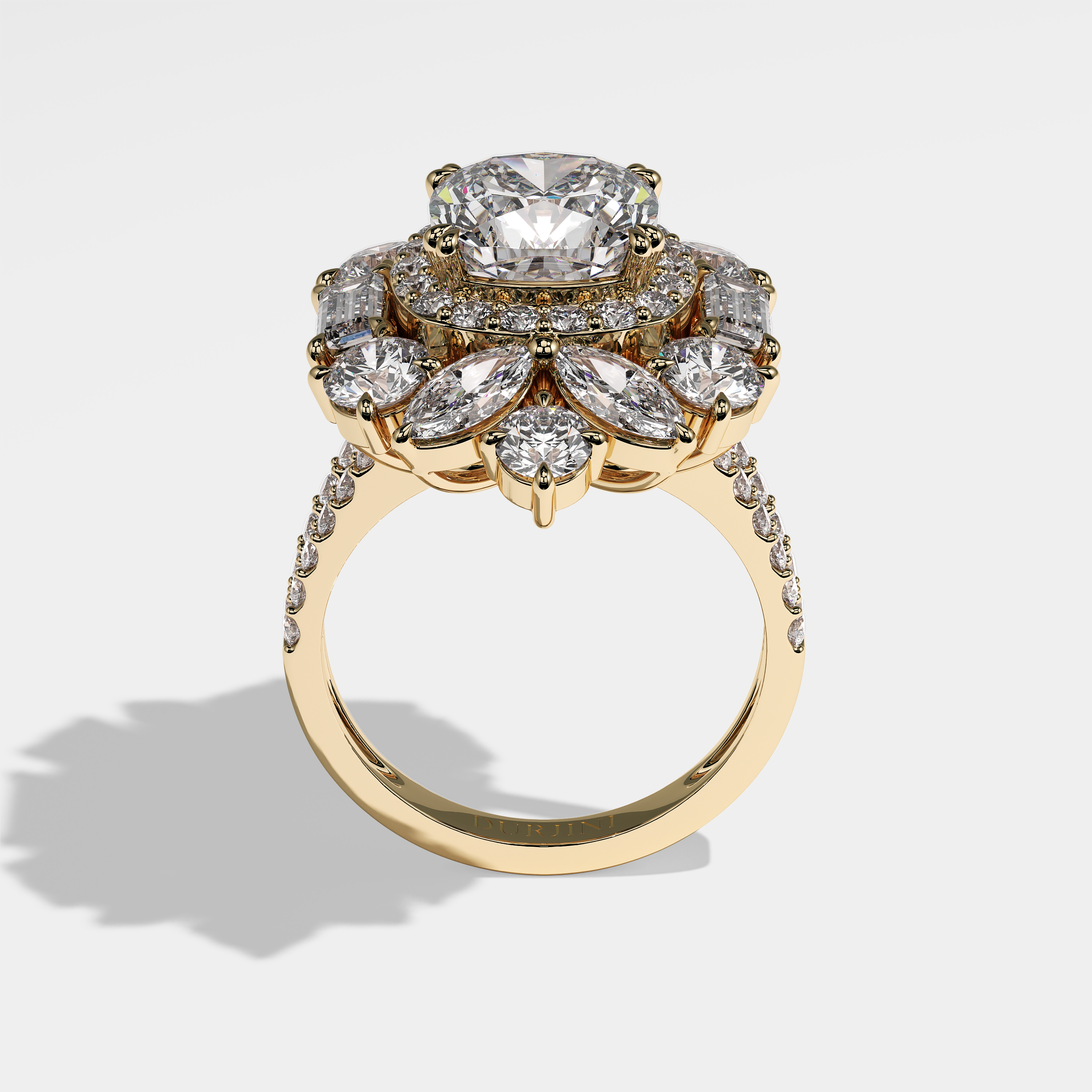 Yvonne Diamond Cushion Engagement Ring 18K Yellow Gold 18.00ct