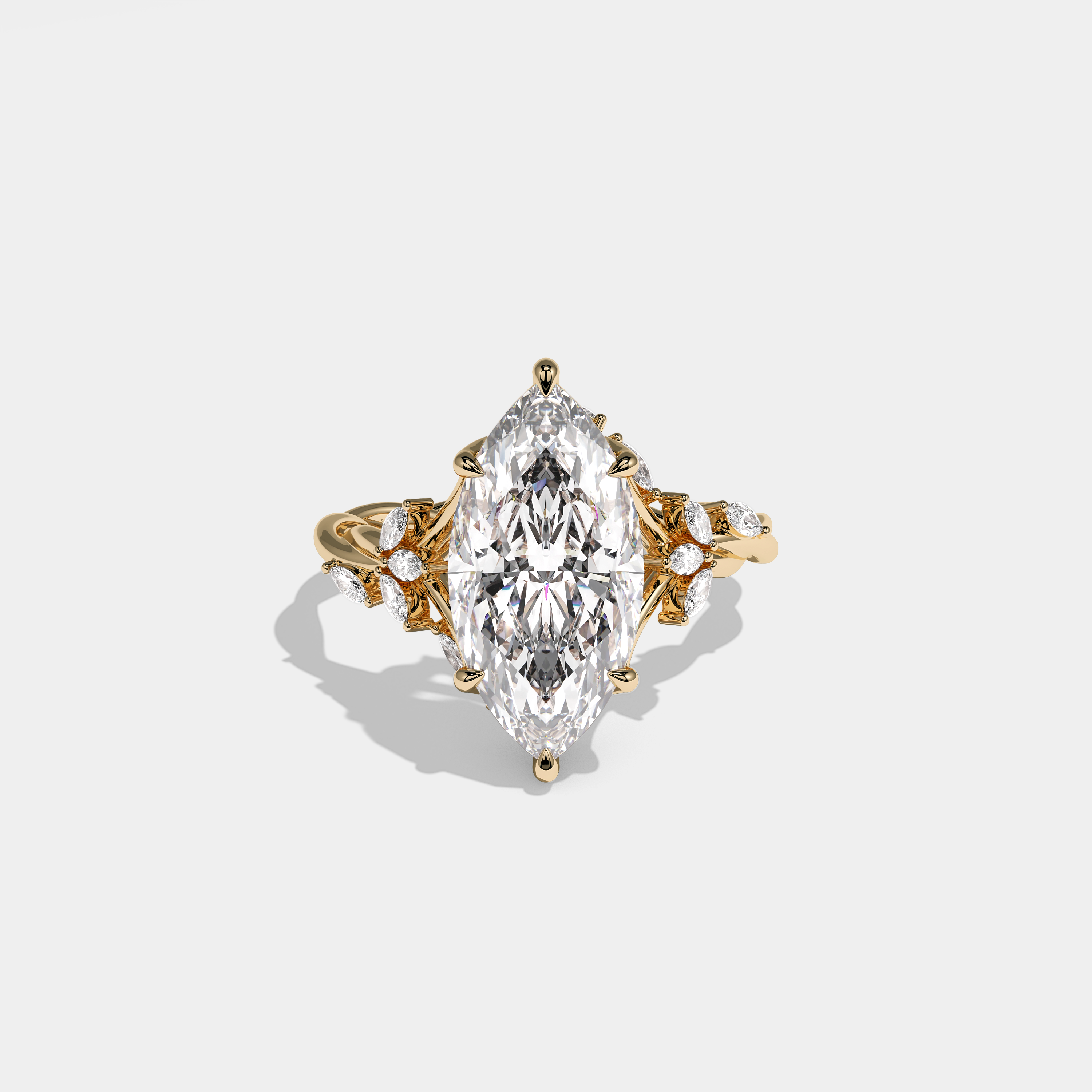 Mixi Diamond Marquise Engagement Ring 18K Yellow Gold 10.00ct