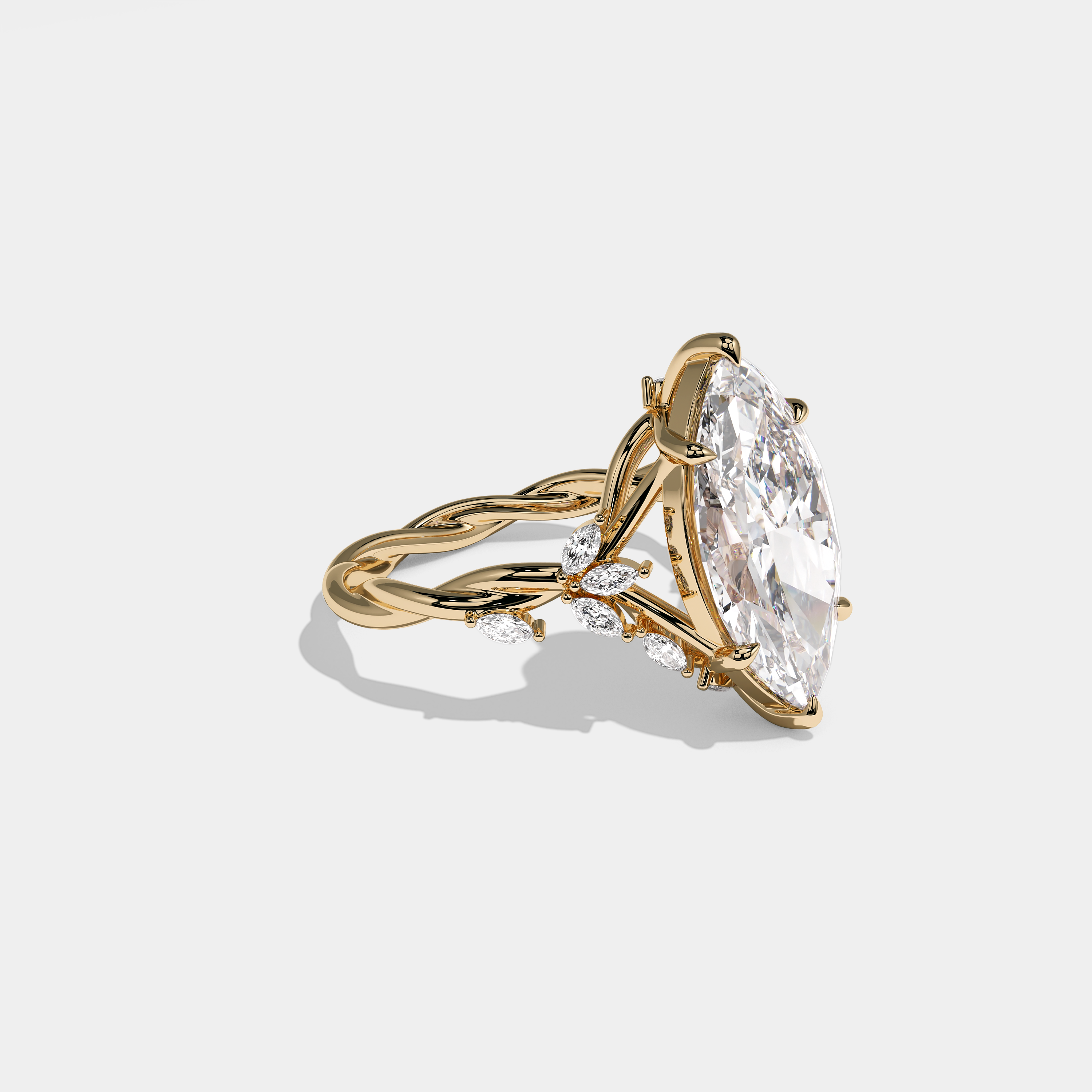 Mixi Diamond Marquise Engagement Ring 18K Yellow Gold 10.00ct