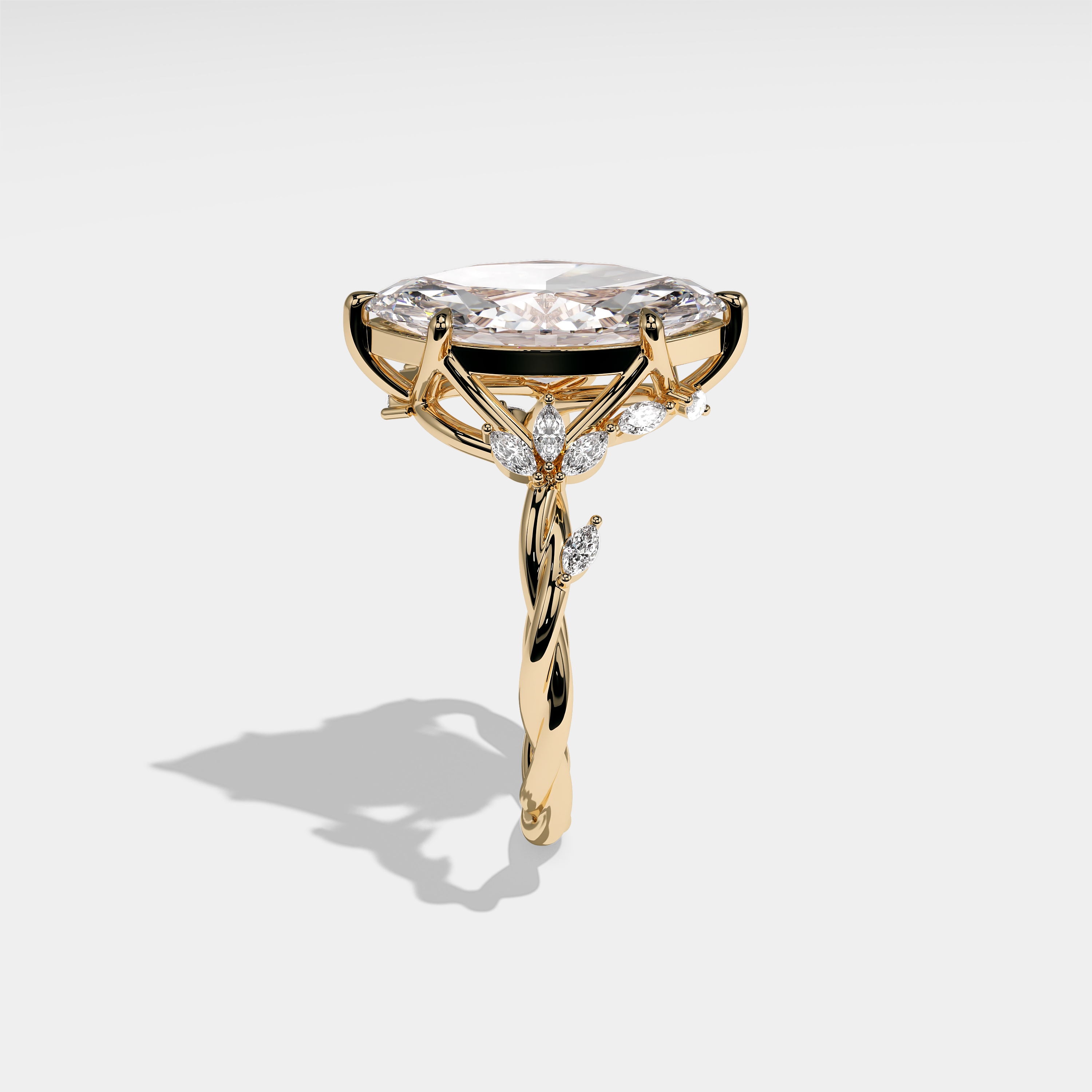 Mixi Diamond Marquise Engagement Ring 18K Yellow Gold 10.00ct