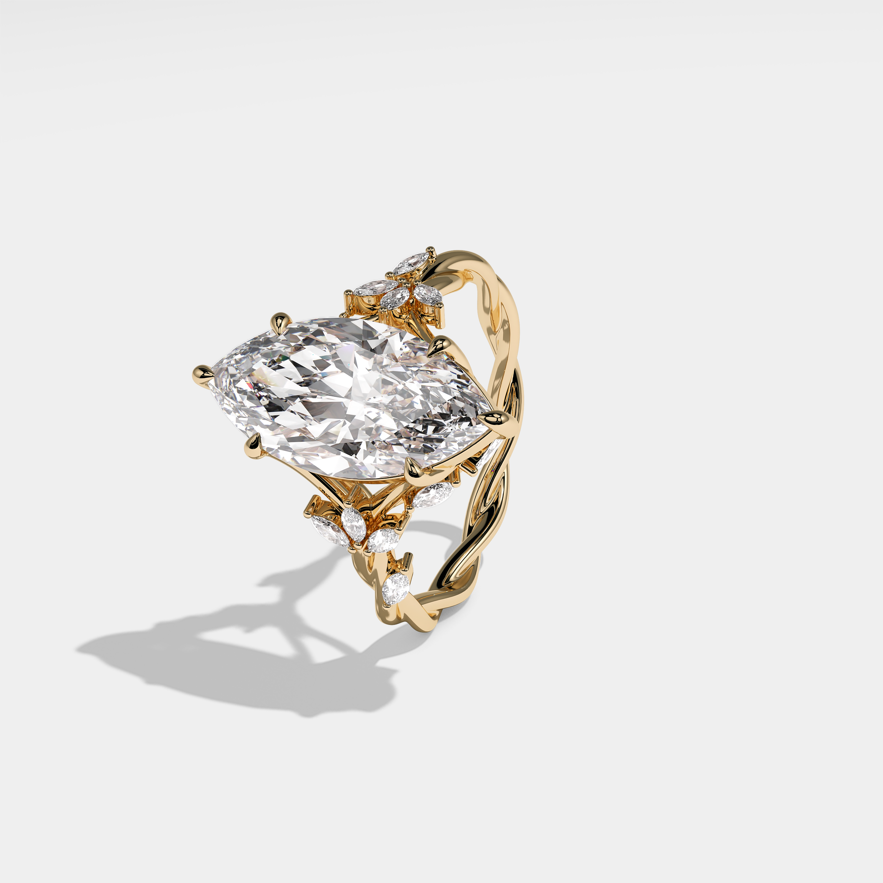 Mixi Diamond Marquise Engagement Ring 18K Yellow Gold 10.00ct