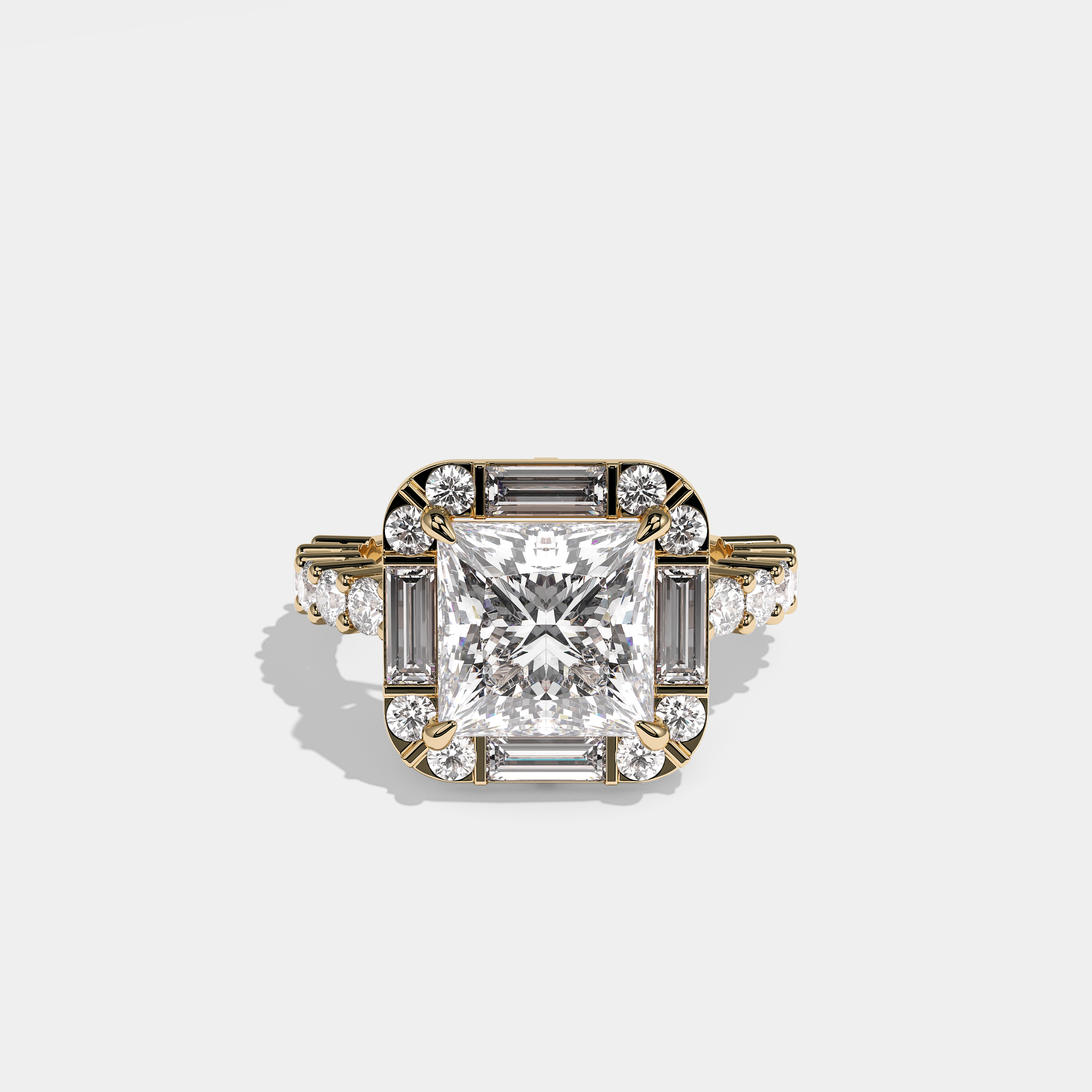 Melisa Diamond Princess cut Halo Engagement Ring 18K Yellow Gold 10.00ct