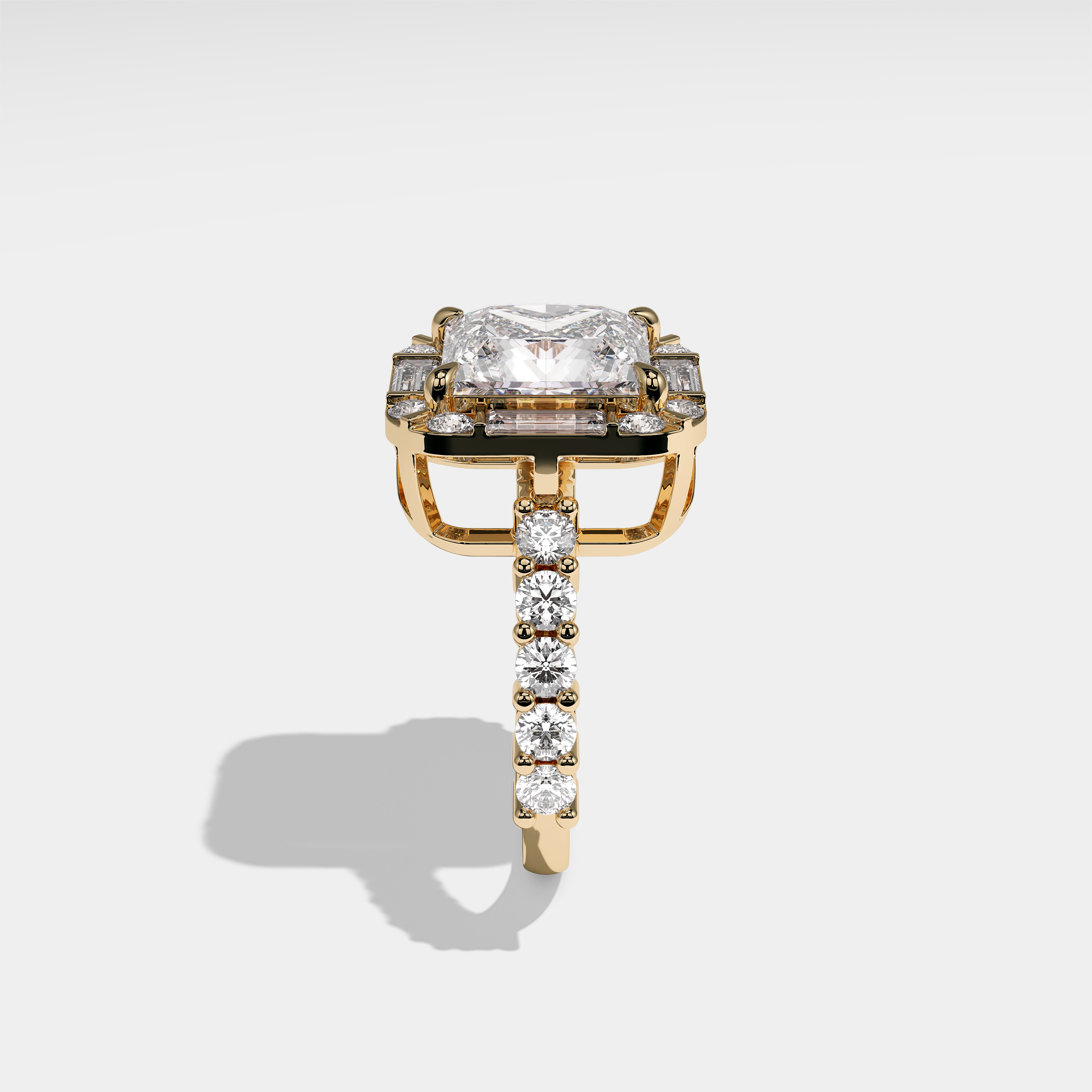 Melisa Diamond Princess cut Halo Engagement Ring 18K Yellow Gold 10.00ct