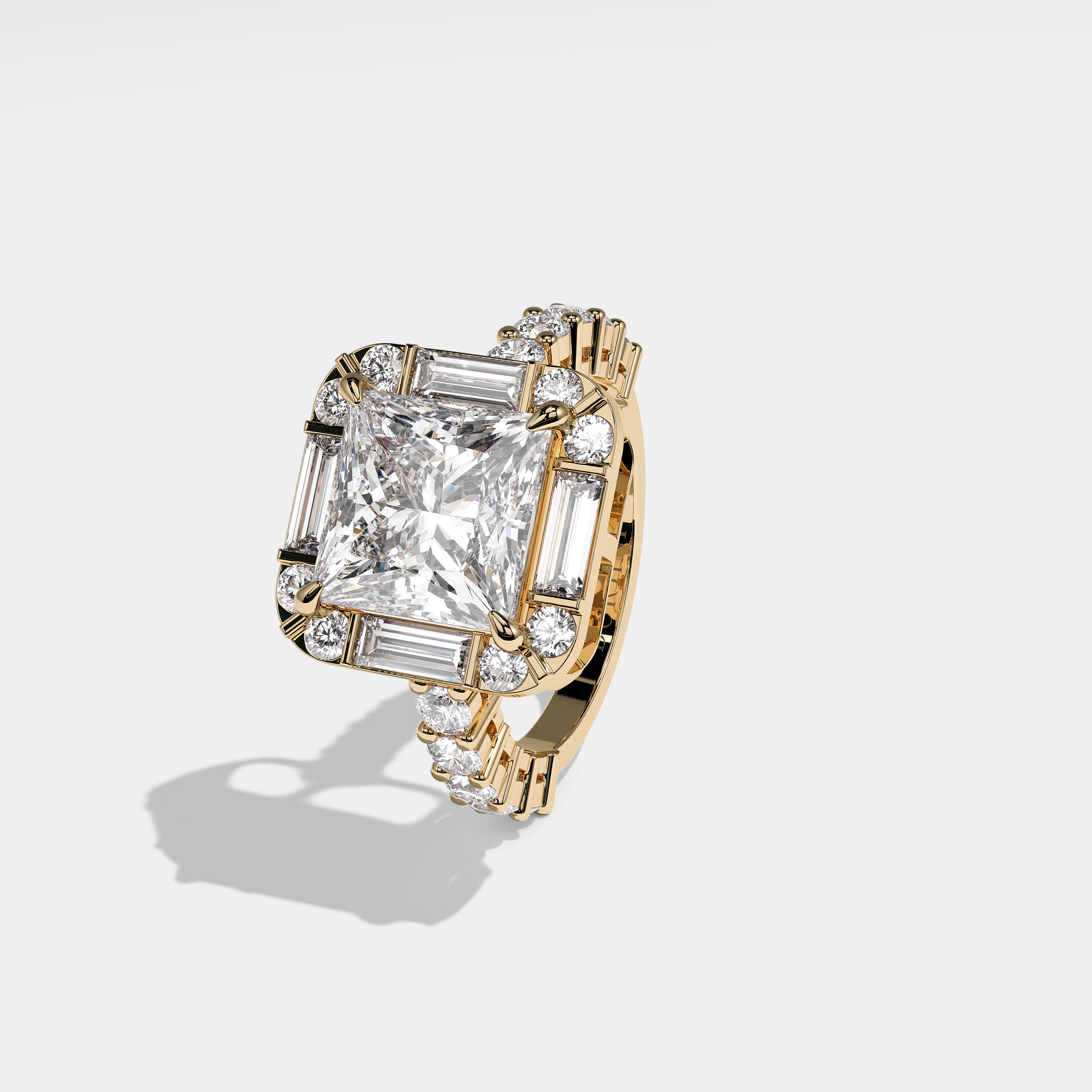 Melisa Diamond Princess cut Halo Engagement Ring 18K Yellow Gold 10.00ct