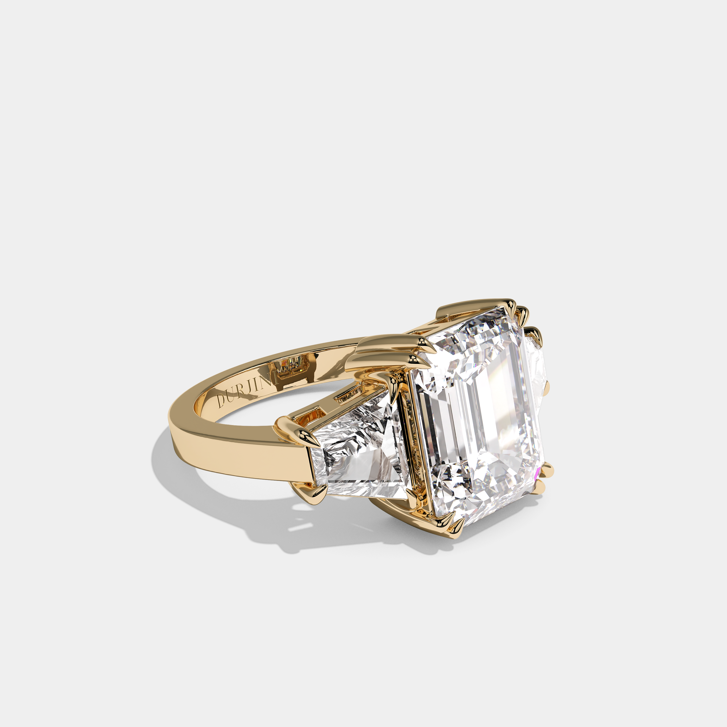 Bayley Diamond Emerald Cut Engagement Ring 18K Yellow Gold 11.00ct