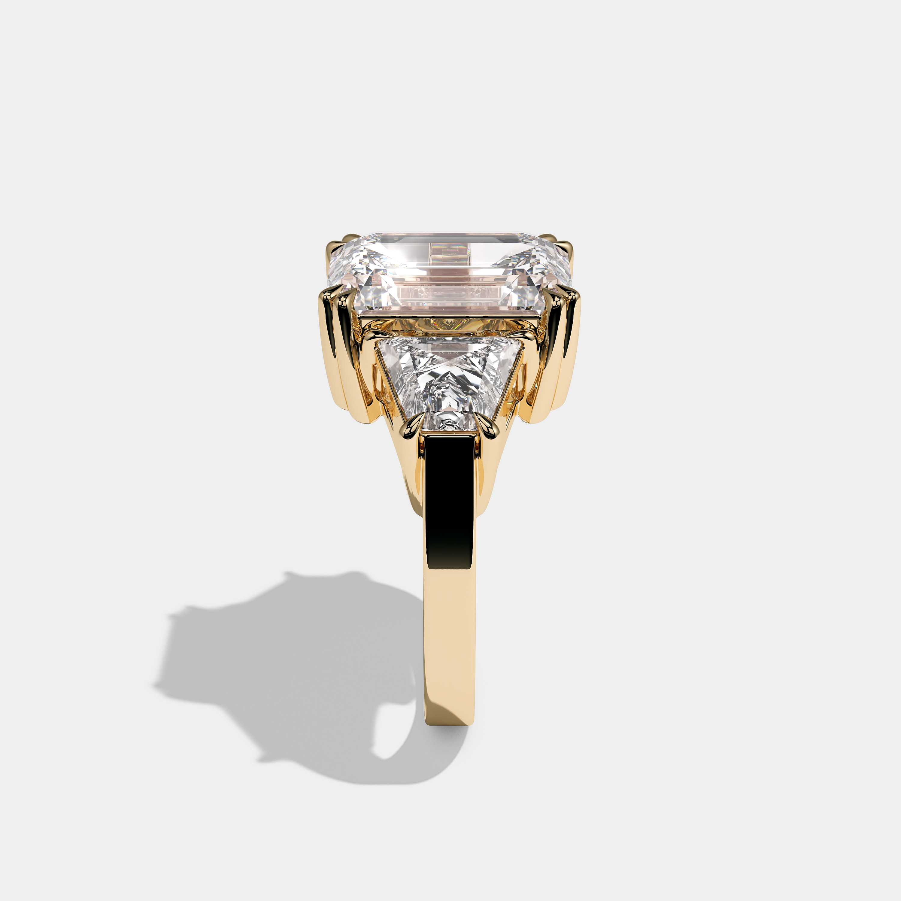 Bayley Diamond Emerald Cut Engagement Ring 18K Yellow Gold 11.00ct