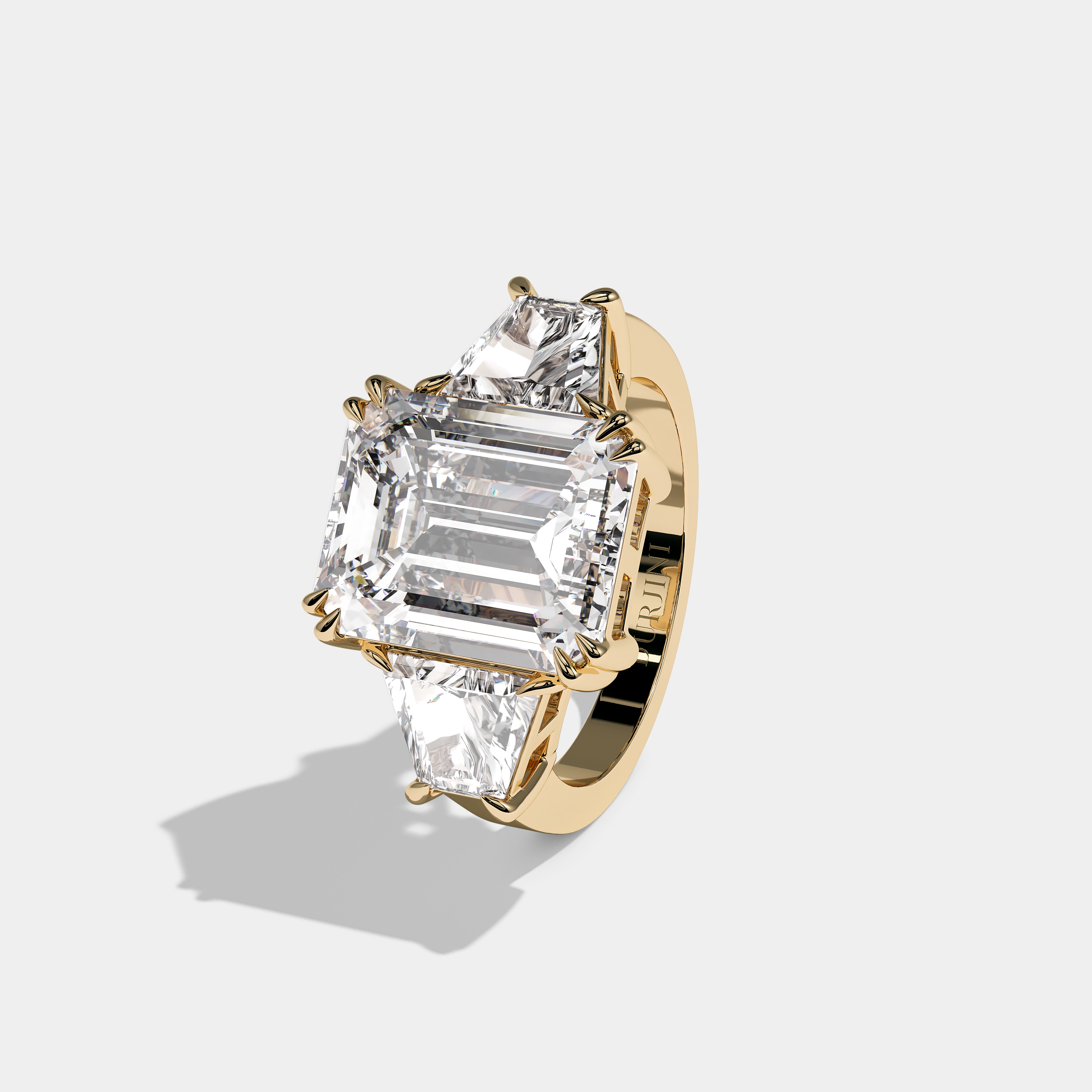 Bayley Diamond Emerald Cut Engagement Ring 18K Yellow Gold 11.00ct