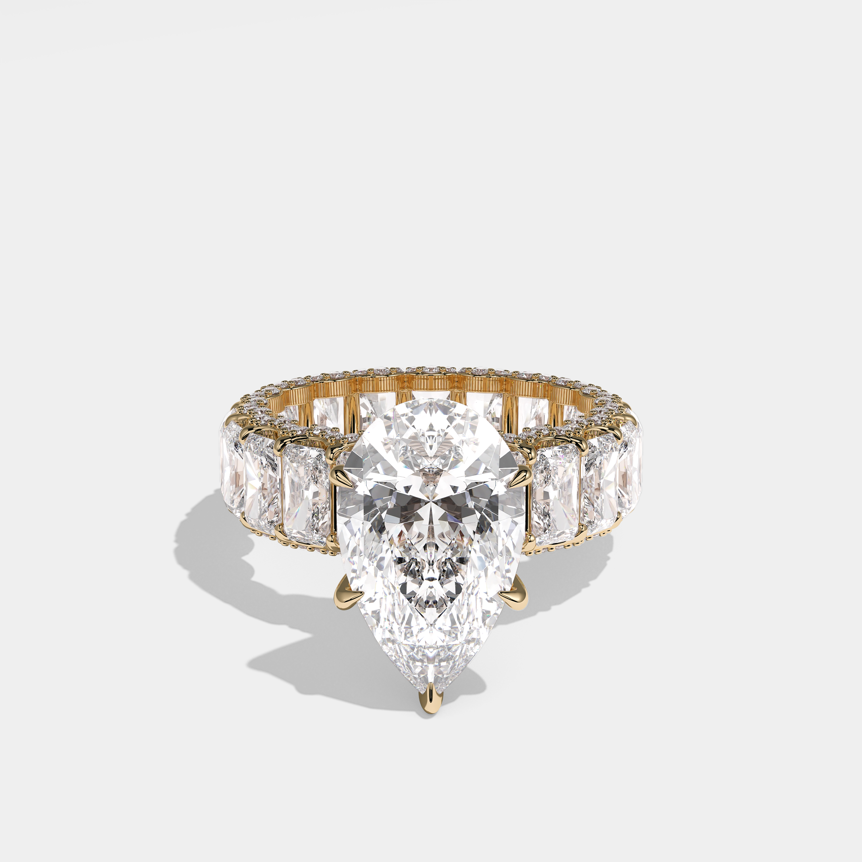 Vela Diamond Pear Halo Engagement Ring 18K Yellow Gold 20.00ct