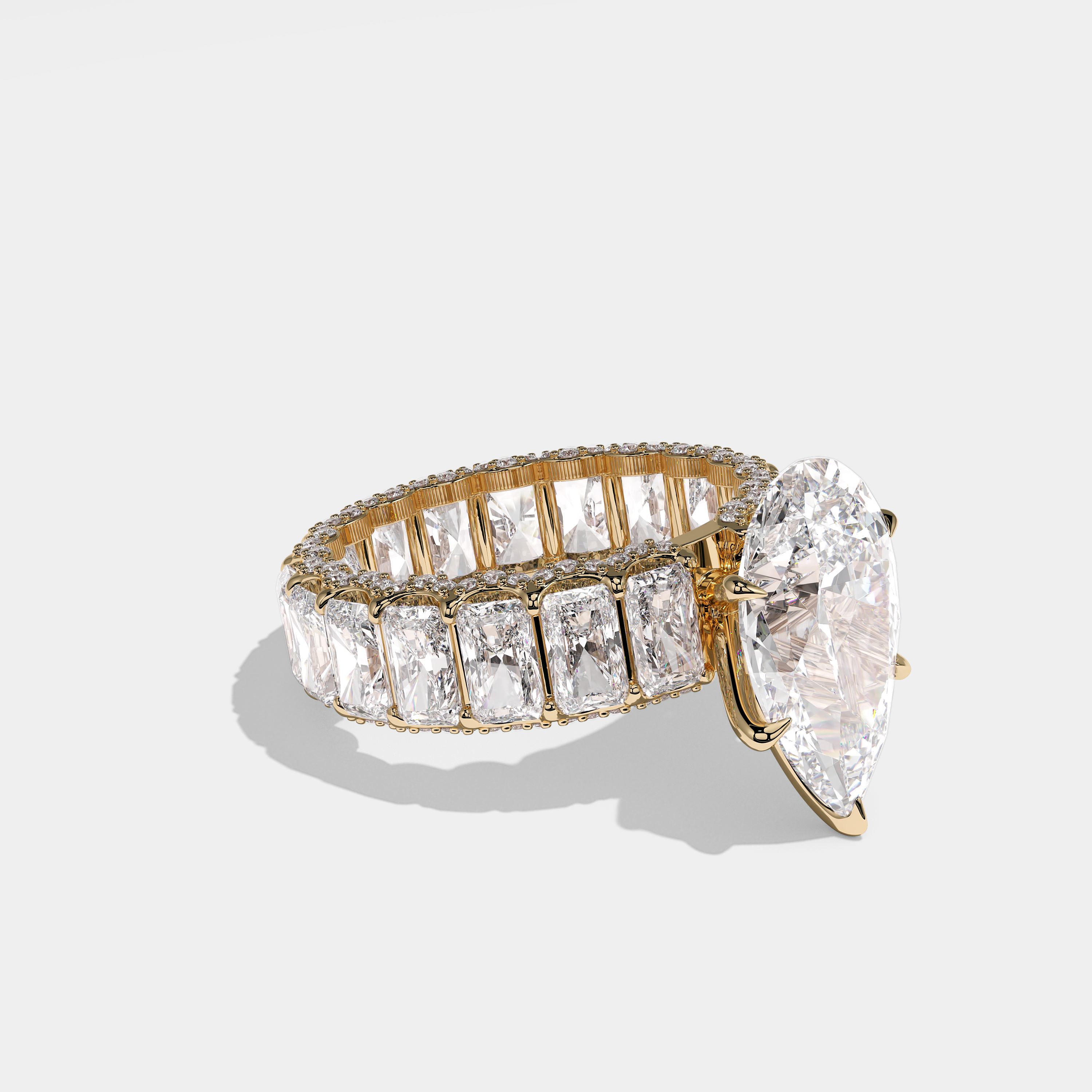 Vela Diamond Pear Halo Engagement Ring 18K Yellow Gold 20.00ct