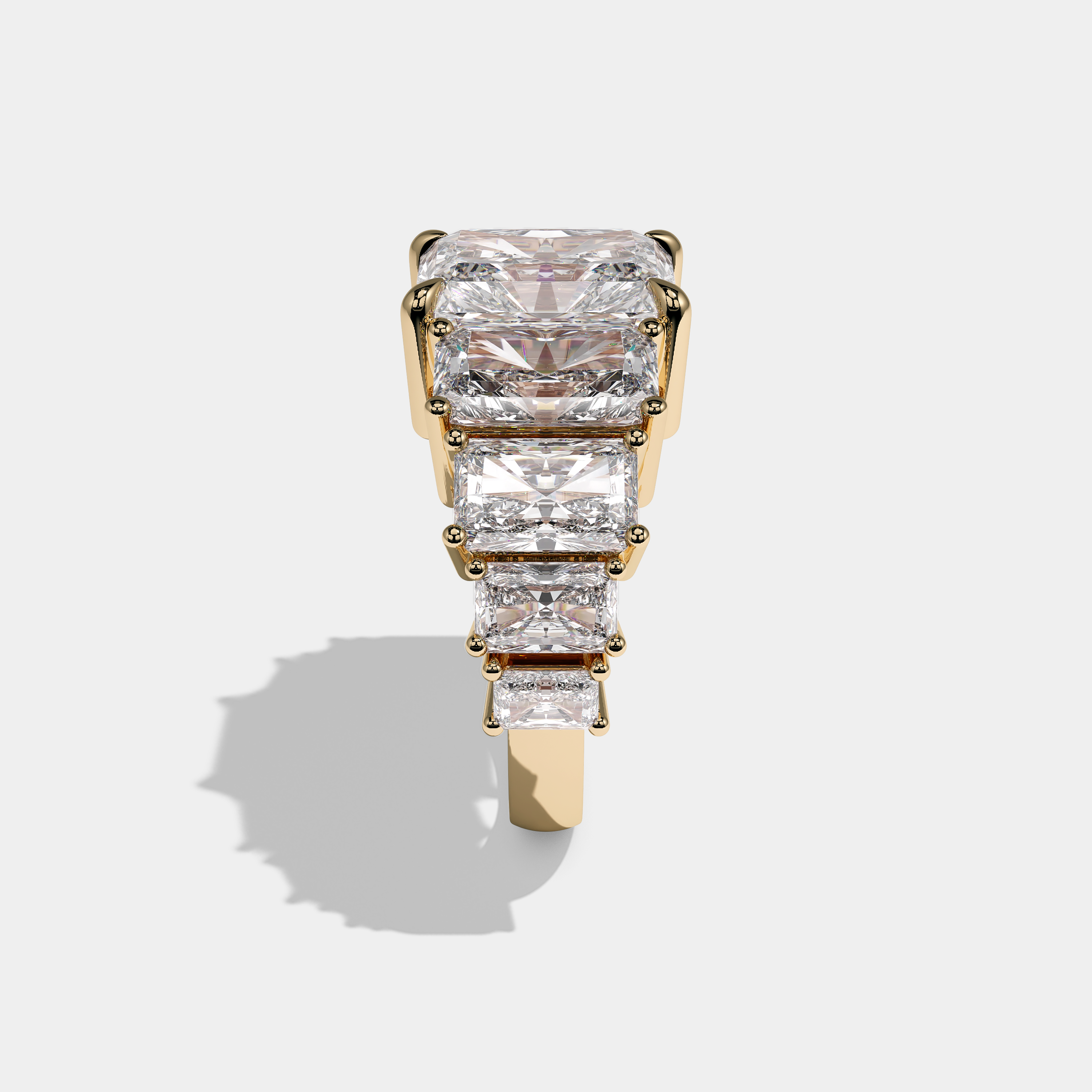 Side View – Kurbãni Durjini Taurus Diamond Radiant Engagement Ring Yellow Gold
