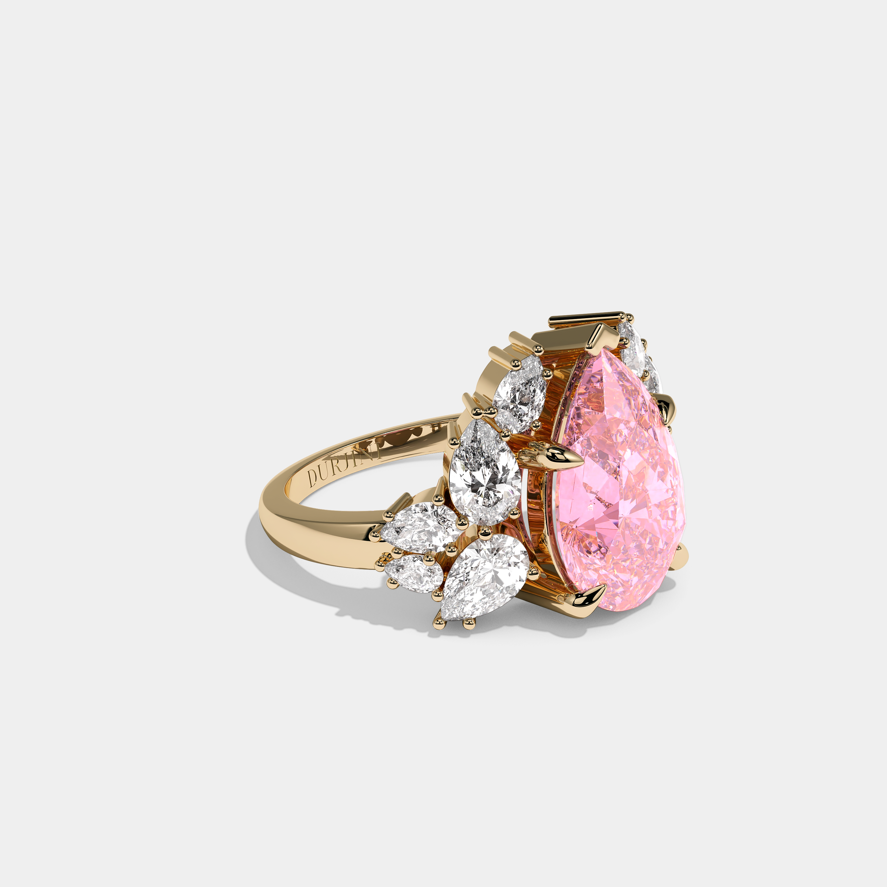 Candice Diamond Pink Pear Cut Halo Engagement Ring 18K Yellow Gold 15.00ct