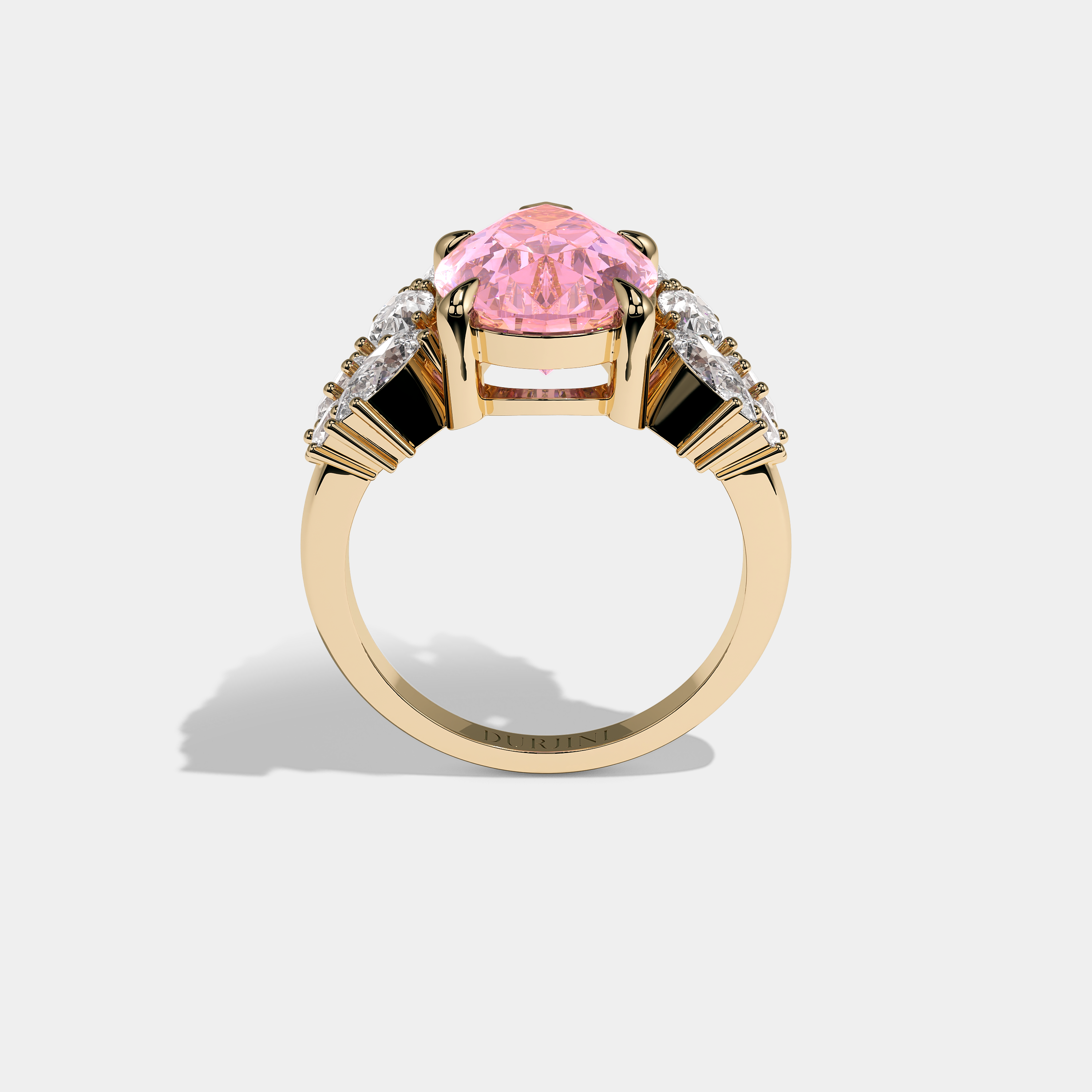Candice Diamond Pink Pear Cut Halo Engagement Ring 18K Yellow Gold 15.00ct