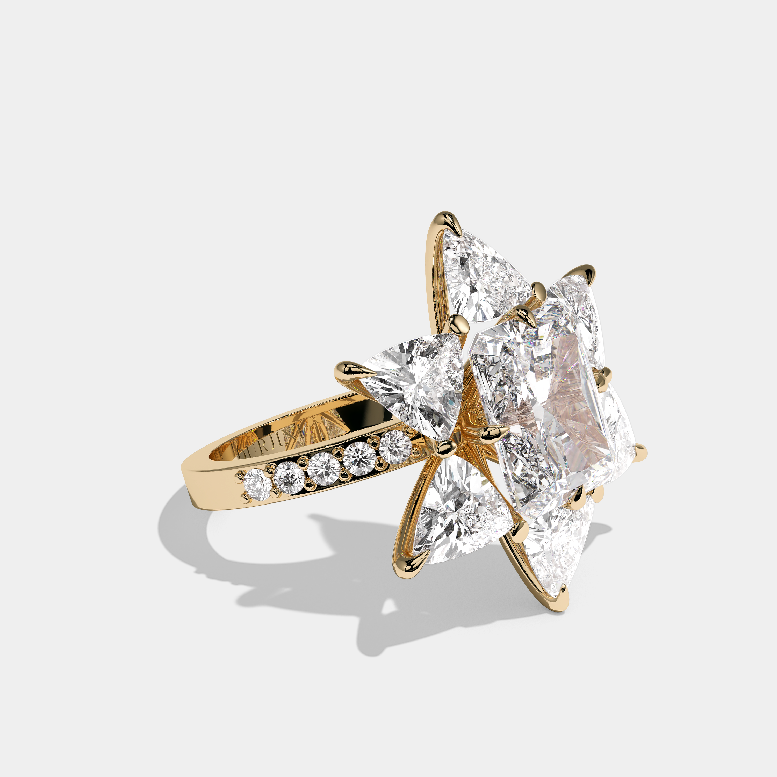 Nikki Diamond Radiant Cut Halo Engagement Ring 18K Yellow Gold 20.00ct