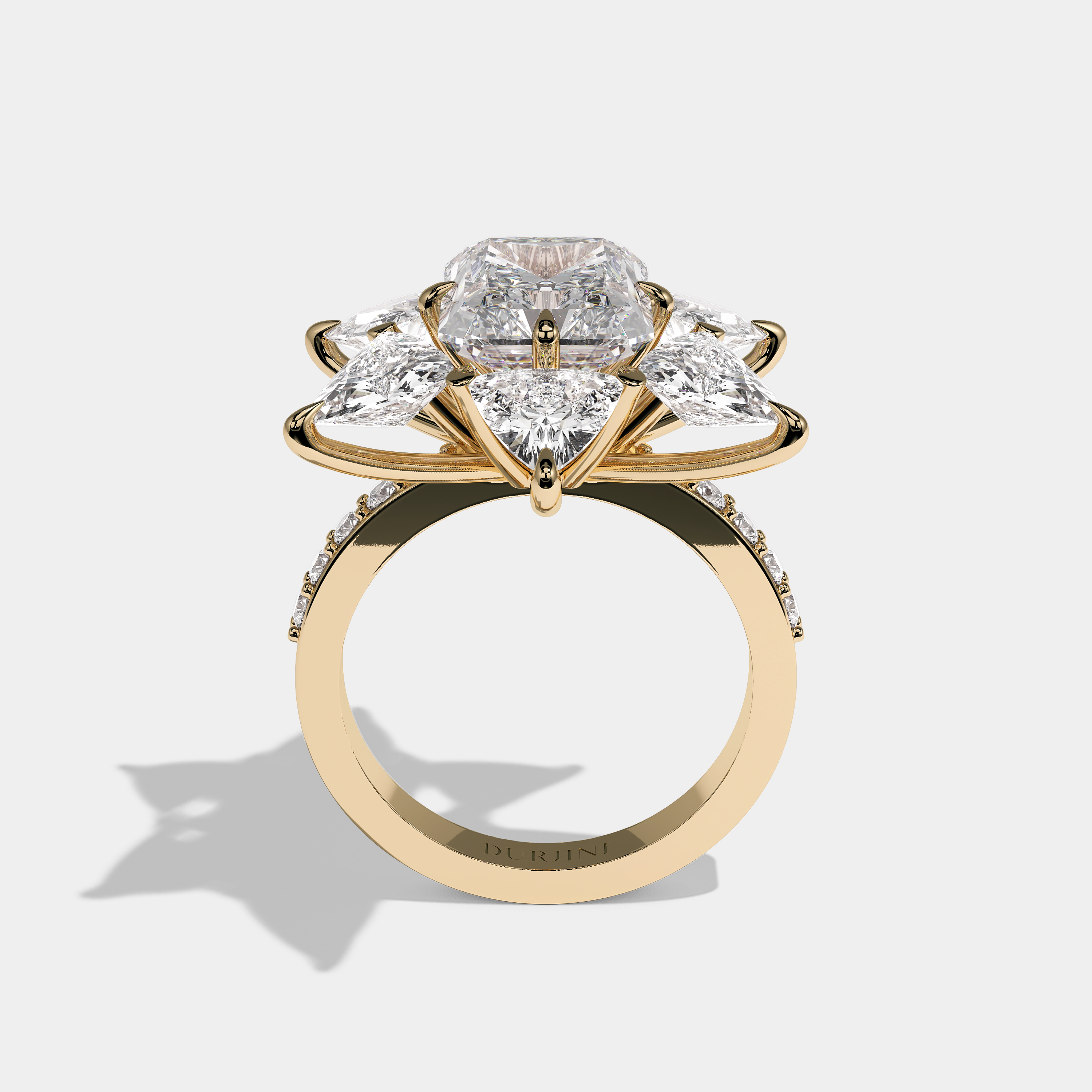 Nikki Diamond Radiant Cut Halo Engagement Ring 18K Yellow Gold 20.00ct