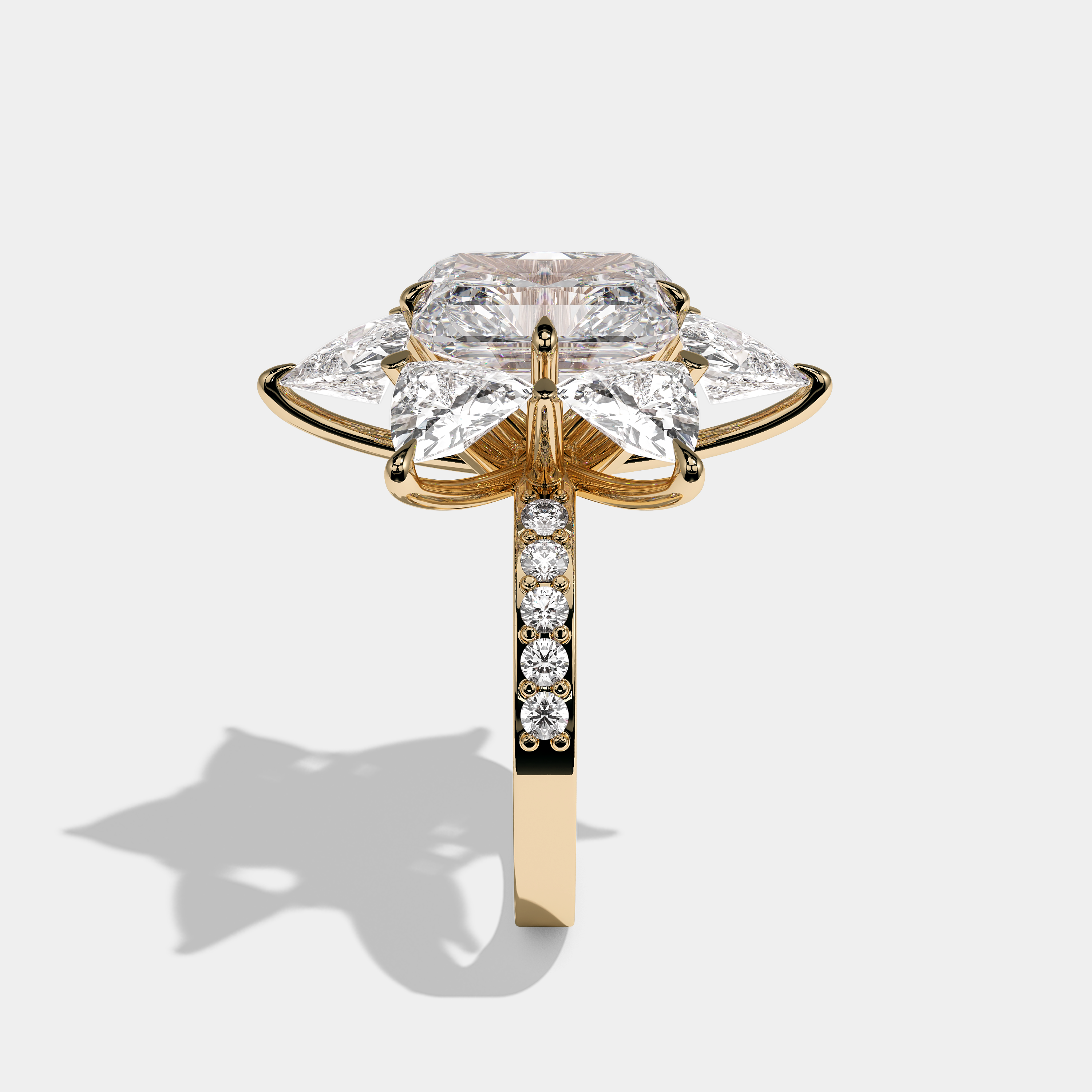 Nikki Diamond Radiant Cut Halo Engagement Ring 18K Yellow Gold 20.00ct