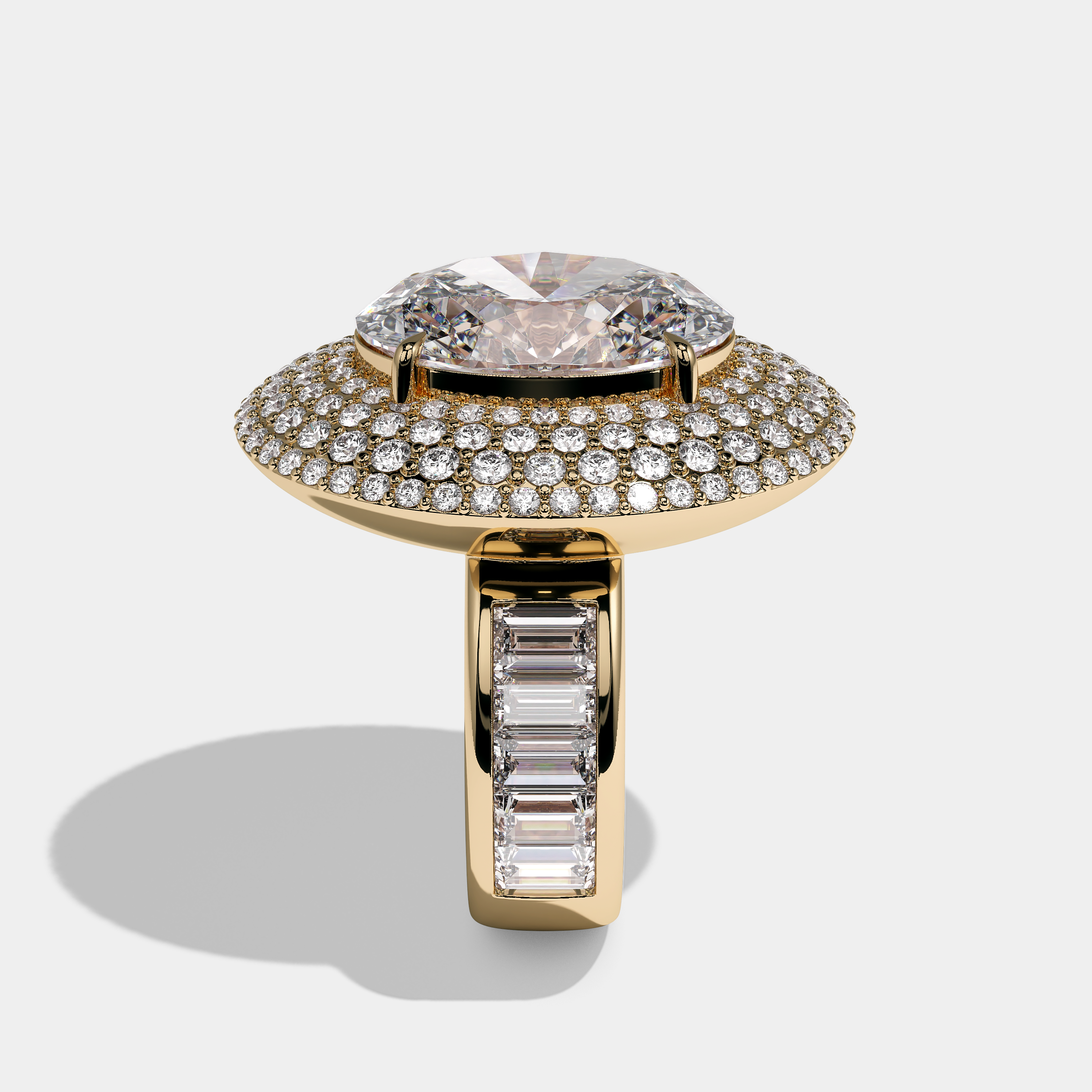 Osha Diamond Oval Cut Halo Engagement Ring 18K Yellow Gold 50.00ct