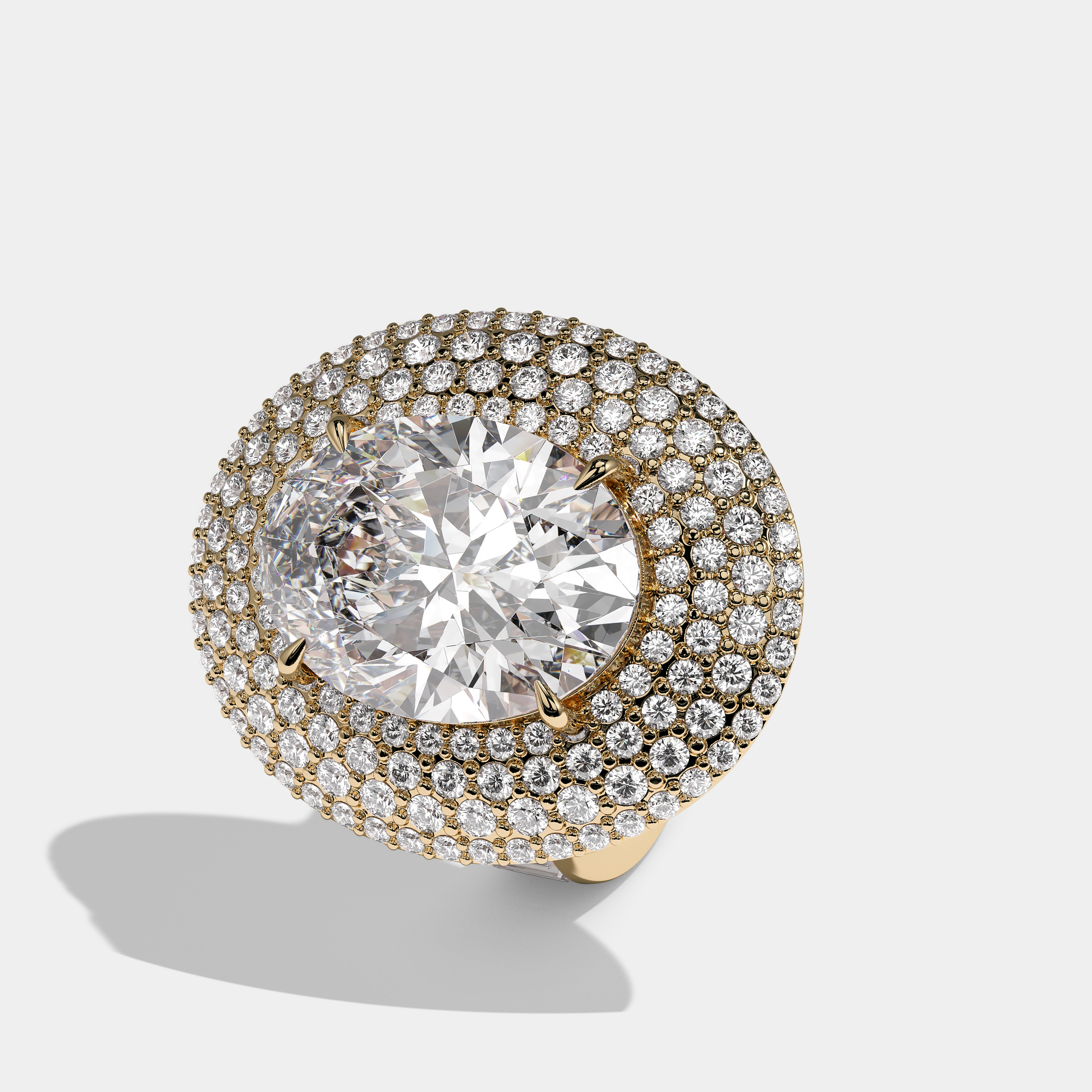 Osha Diamond Oval Cut Halo Engagement Ring 18K Yellow Gold 50.00ct